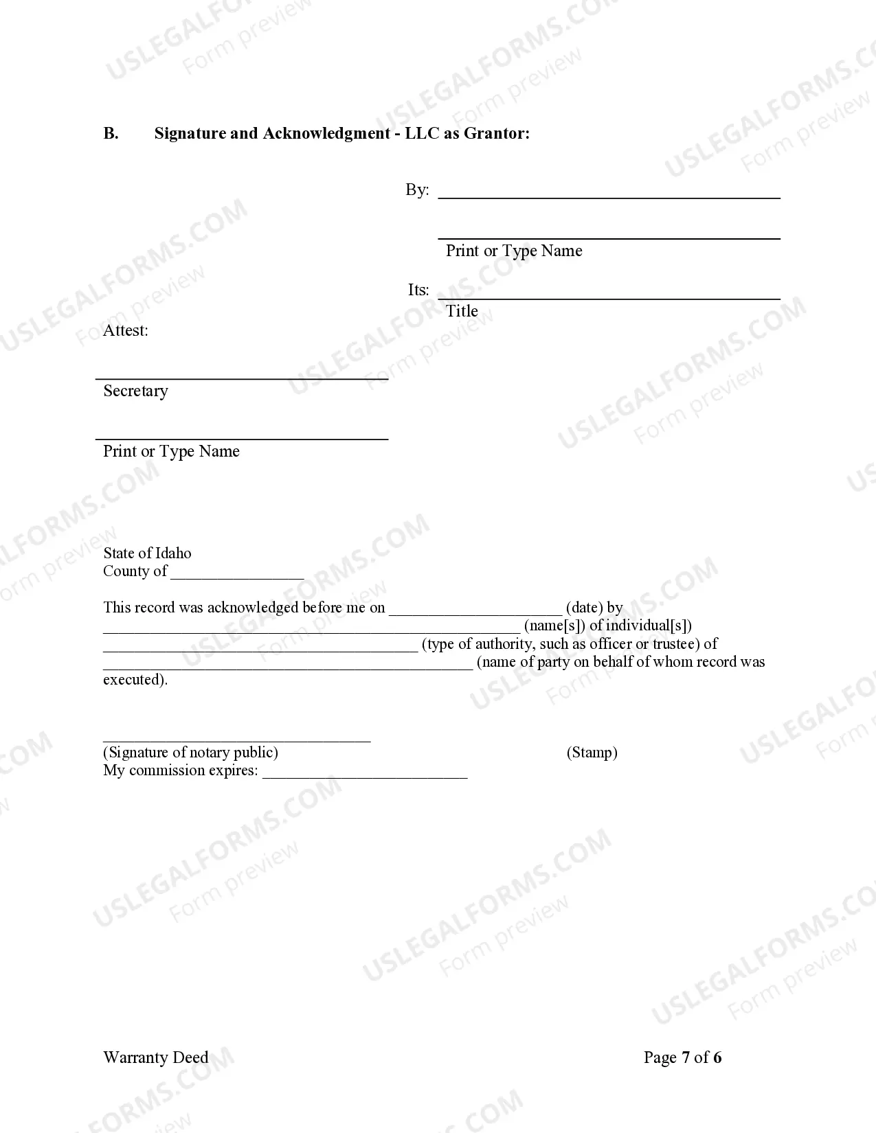 Preview Warranty Deed from Limited Partnership or LLC is the Grantor, or Grantee