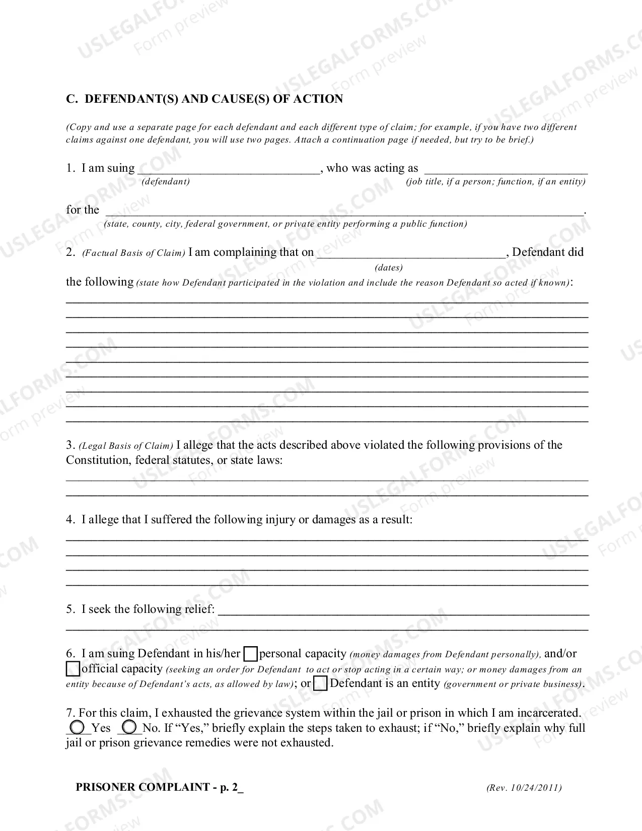 Preview Prisoner Civil Rights Complaint