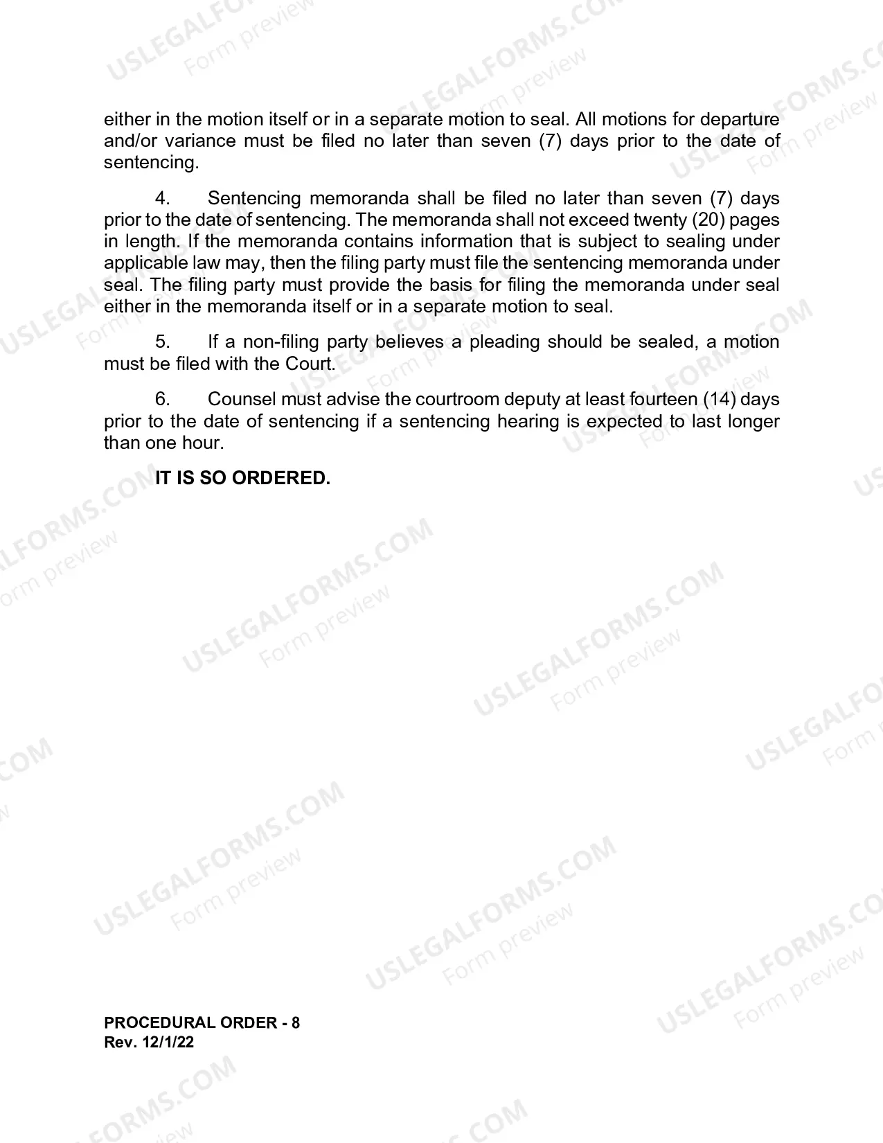 Preview Criminal Procedural Order