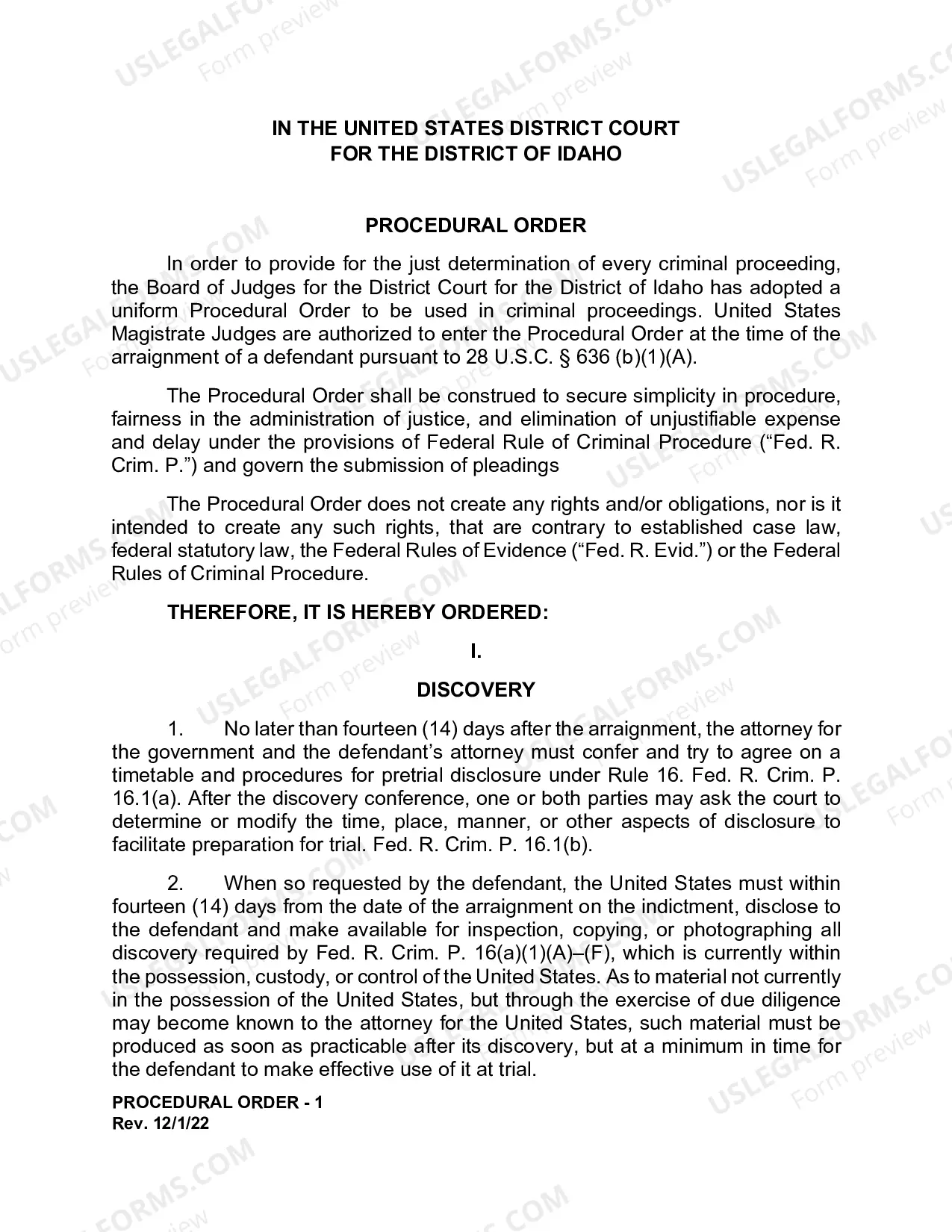 Preview Criminal Procedural Order
