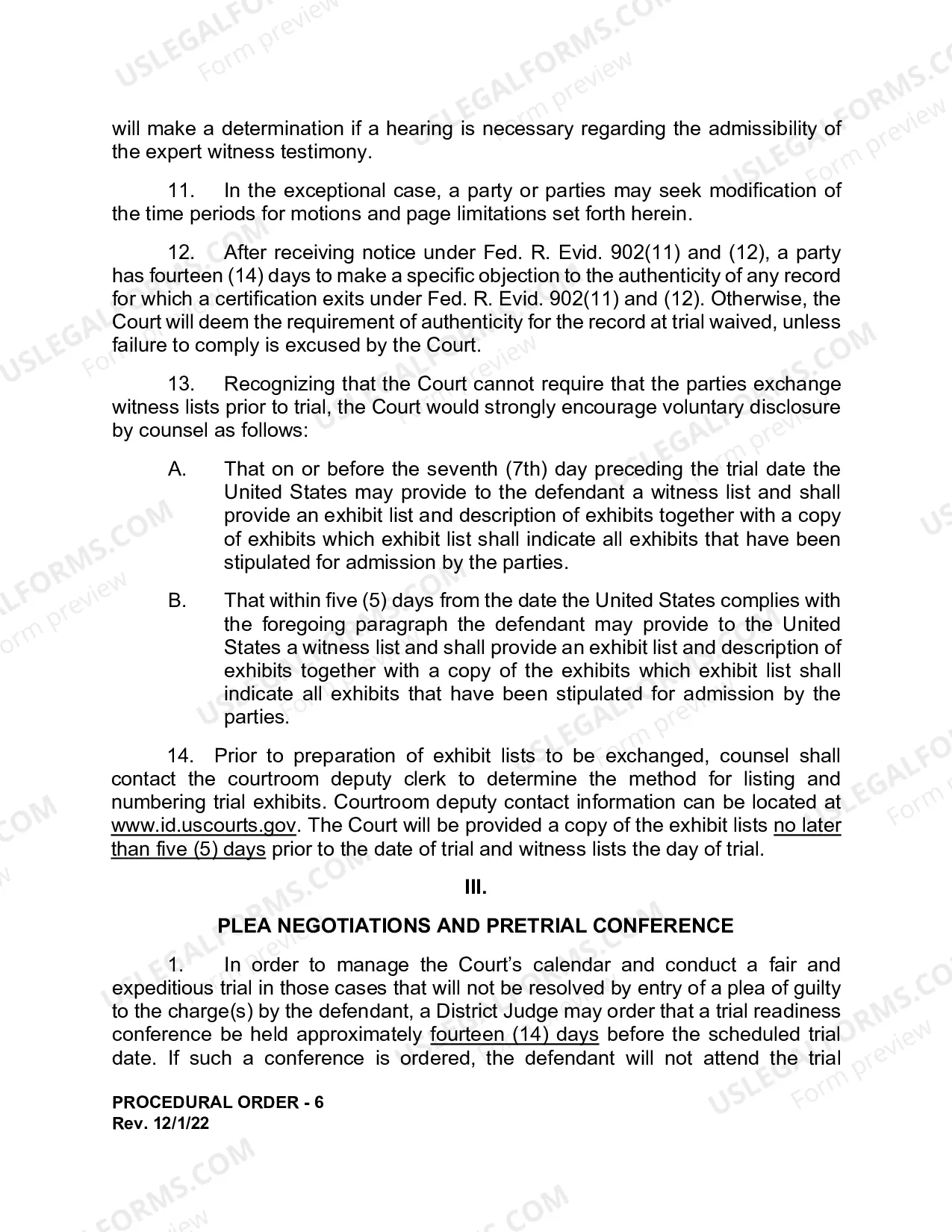 Preview Criminal Procedural Order