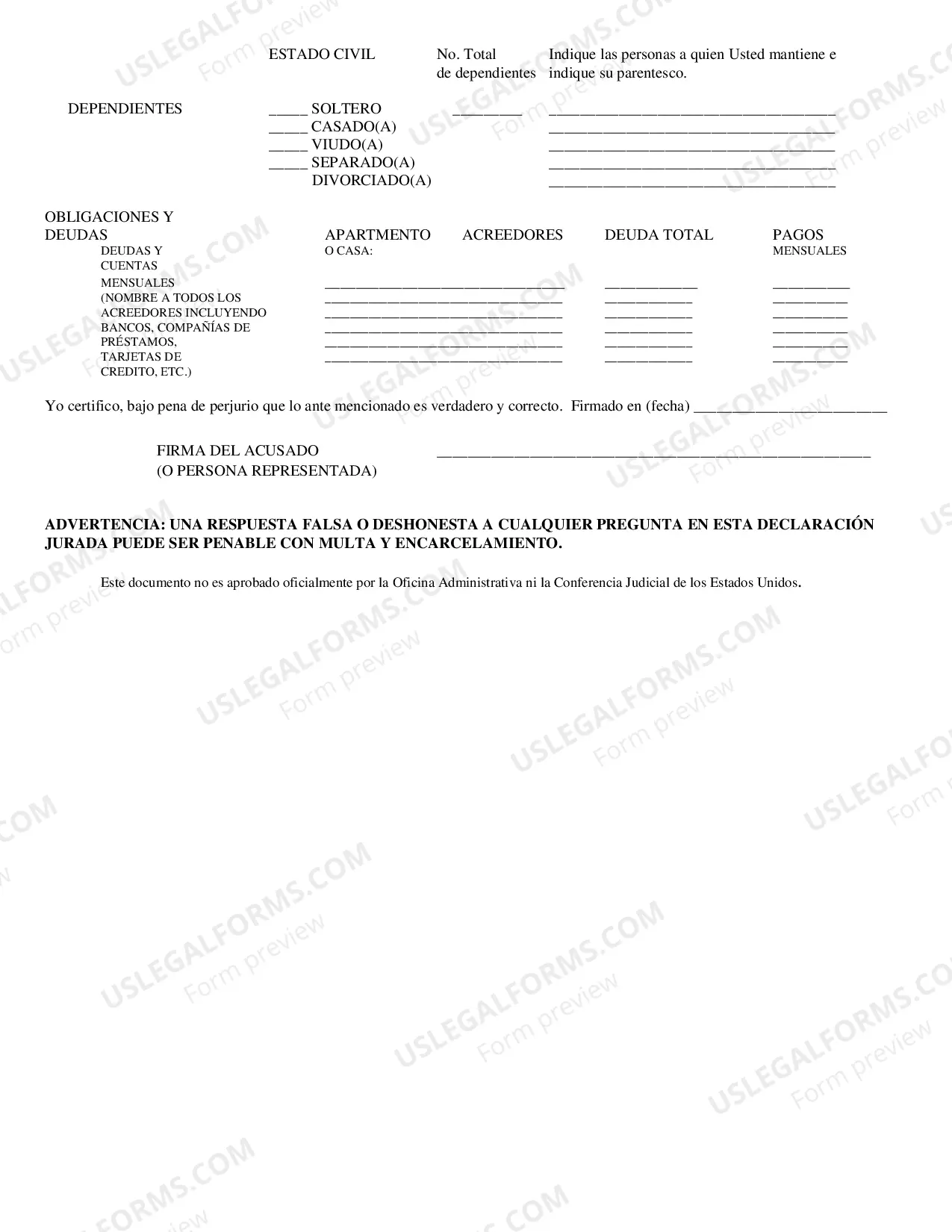 Preview Financial Affidavit, CJA23