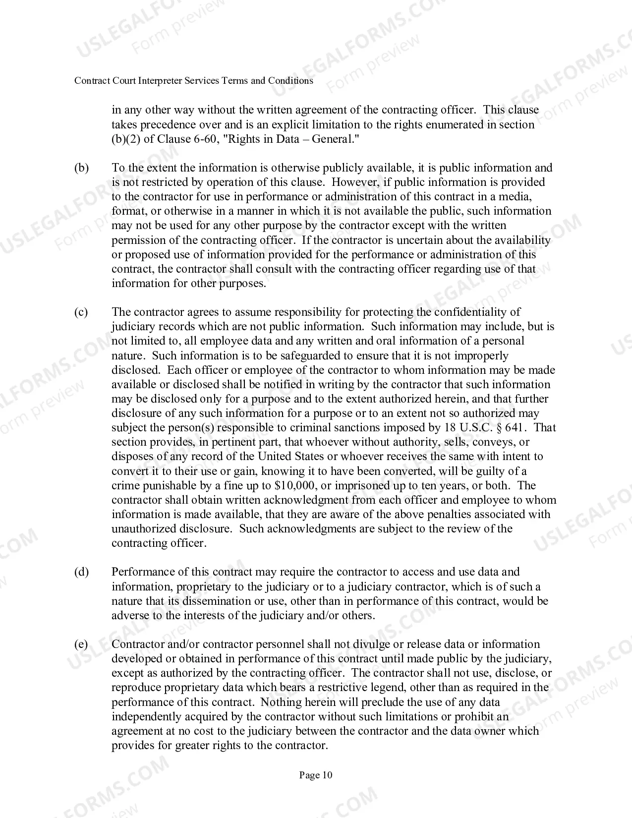 Preview Court Interpreter Services Terms & Conditions