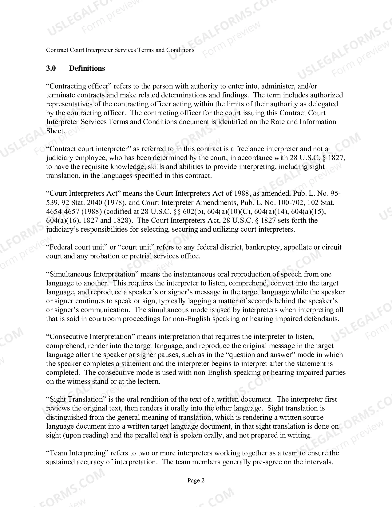 Preview Court Interpreter Services Terms & Conditions