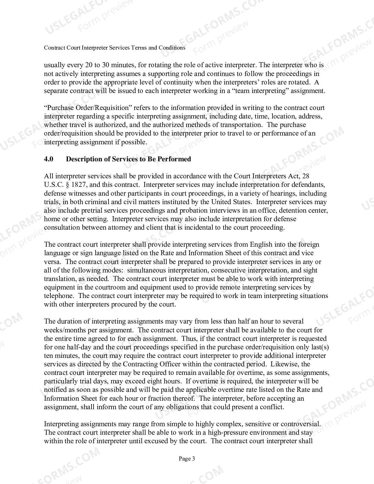 Preview Court Interpreter Services Terms & Conditions