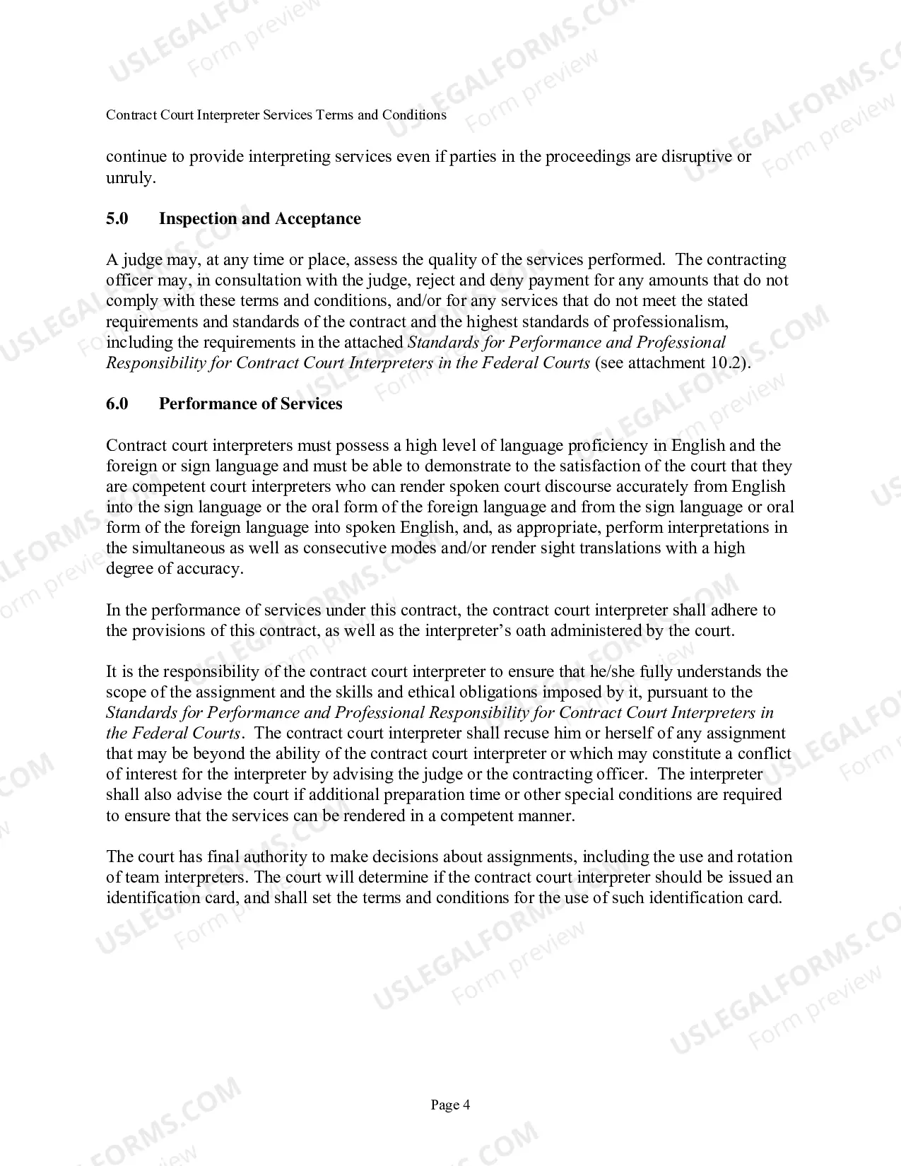 Preview Court Interpreter Services Terms & Conditions
