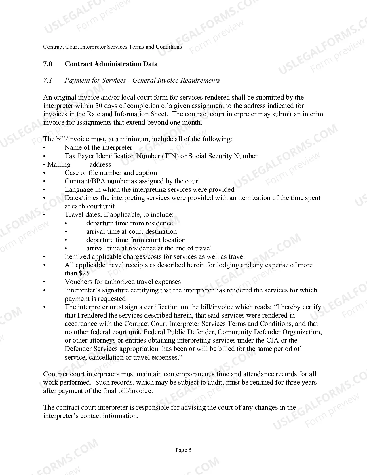 Preview Court Interpreter Services Terms & Conditions