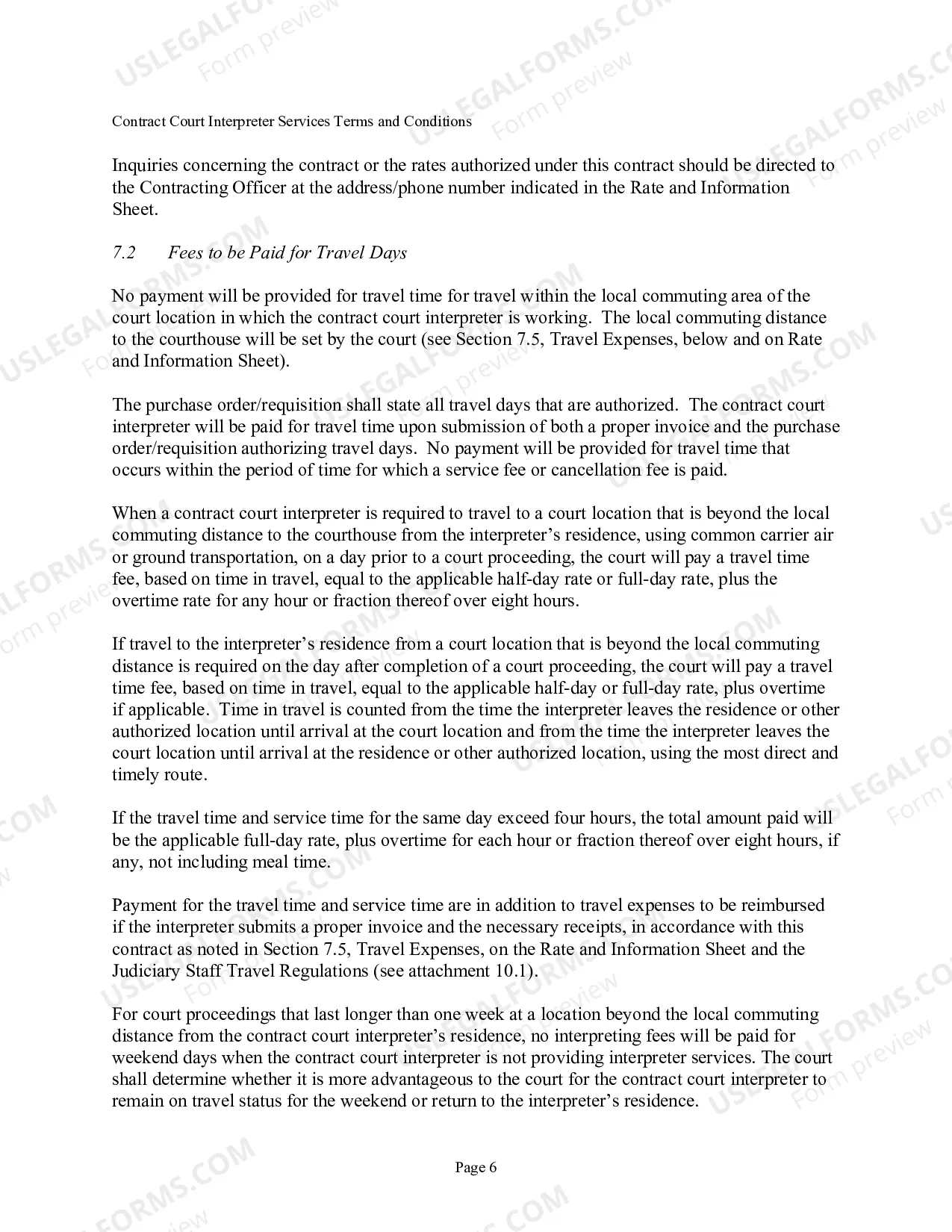 Preview Court Interpreter Services Terms & Conditions