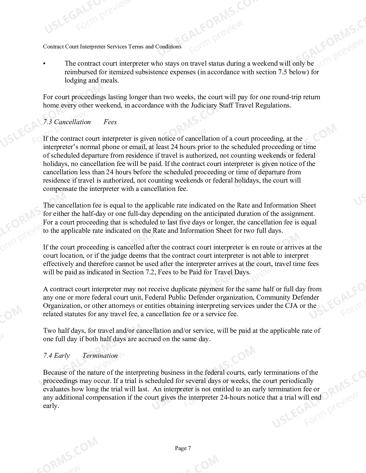 Preview Court Interpreter Services Terms & Conditions