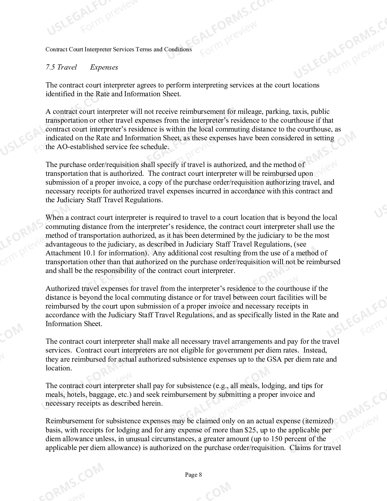 Preview Court Interpreter Services Terms & Conditions