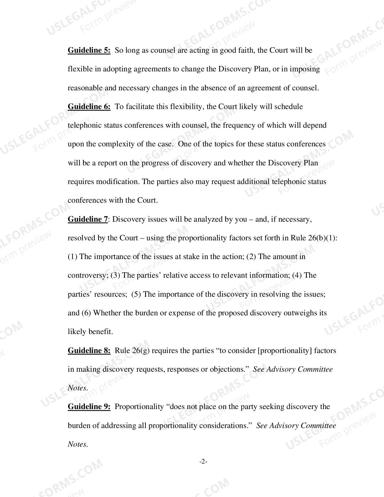 Preview Discovery Plan Guidelines