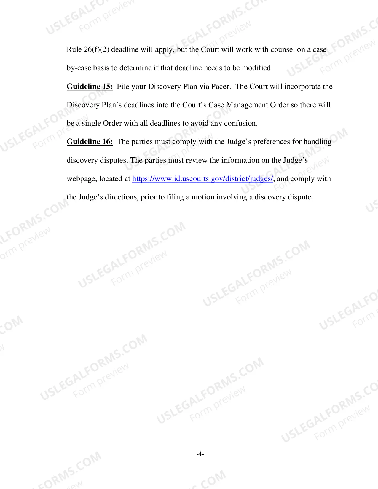 Preview Discovery Plan Guidelines