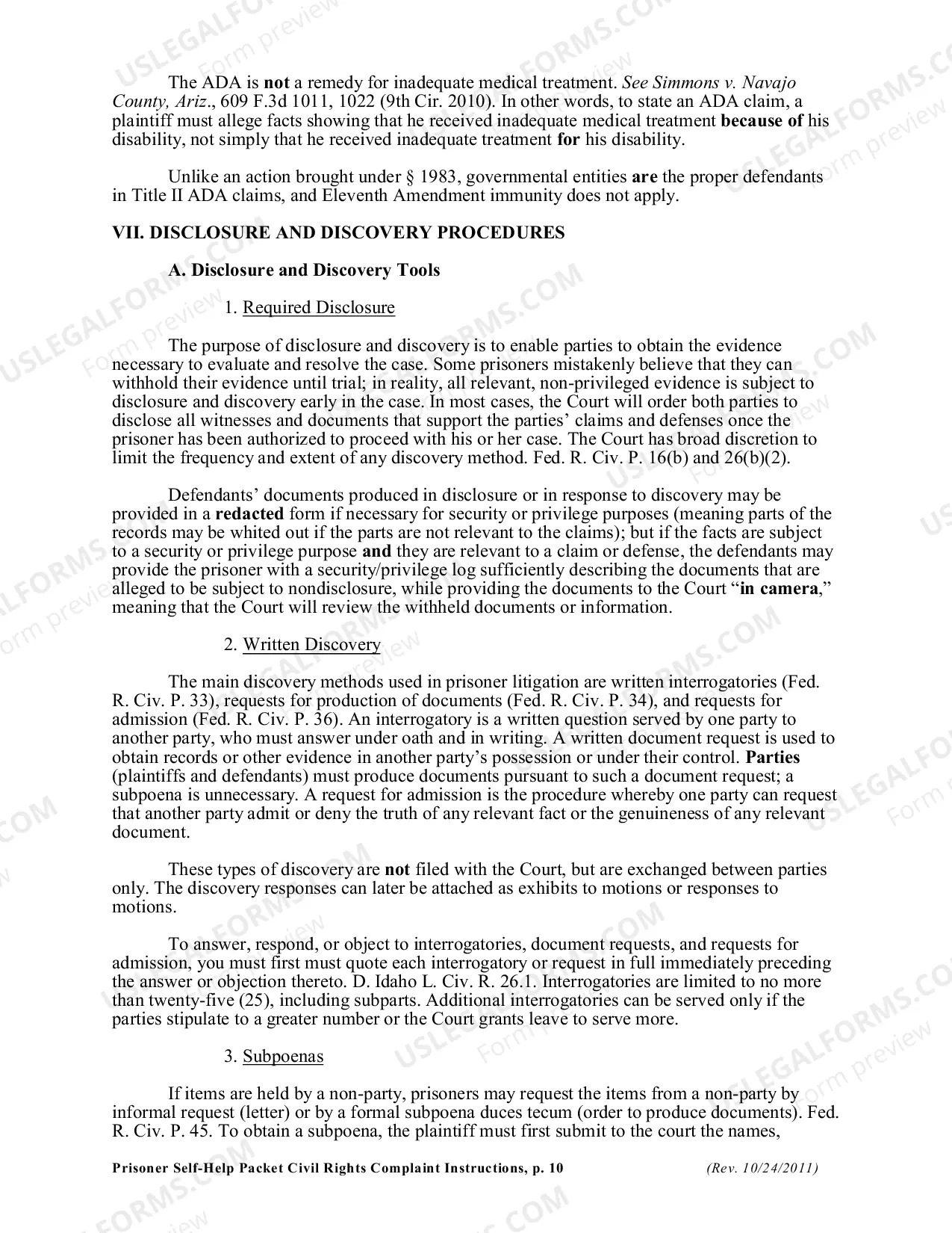 Preview Civil Rights Complaint Instructions