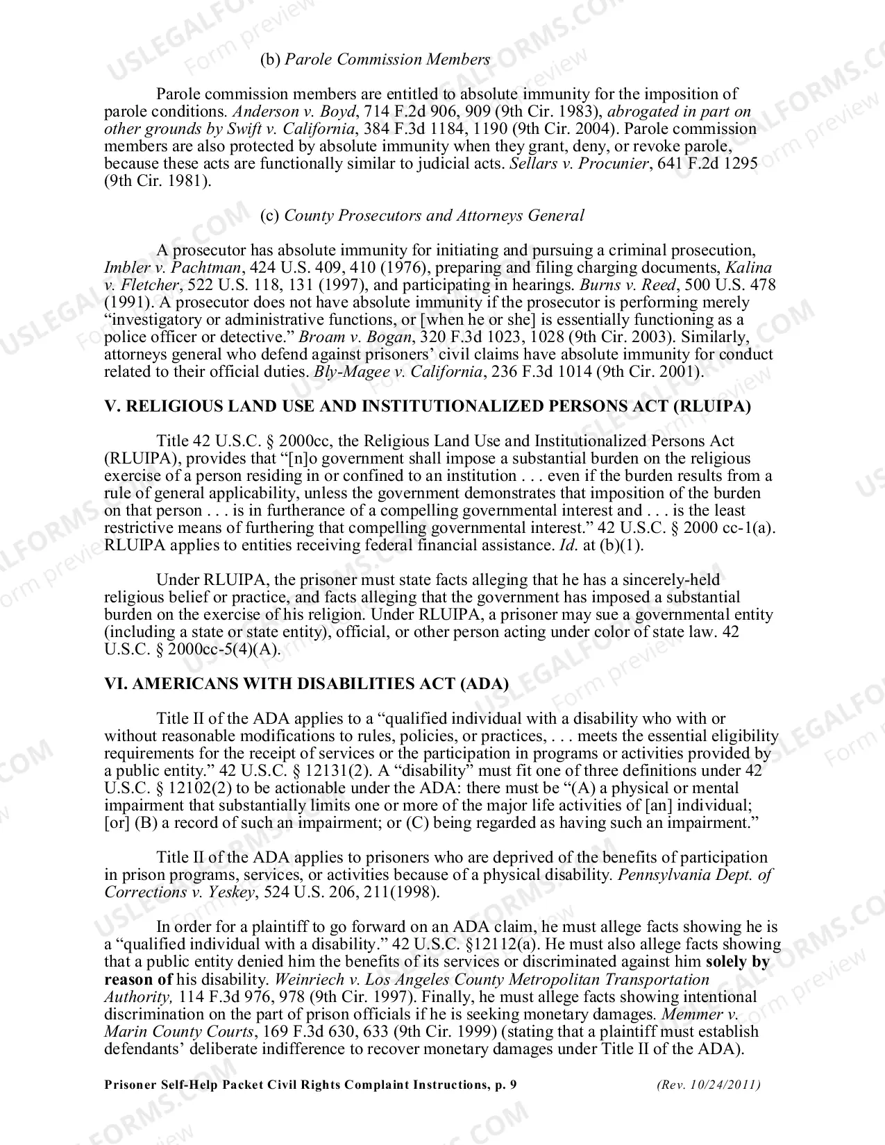 Preview Civil Rights Complaint Instructions
