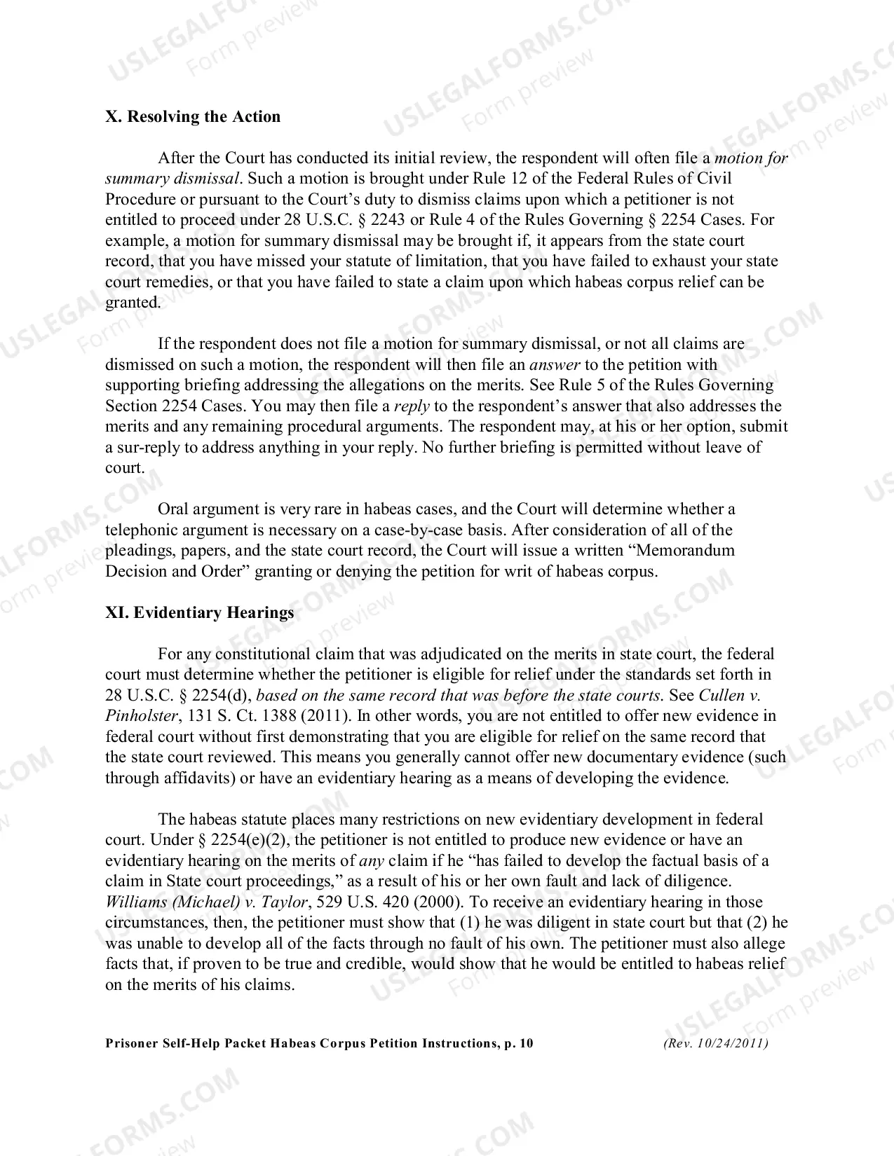 Preview Habeas Corpus Instructions
