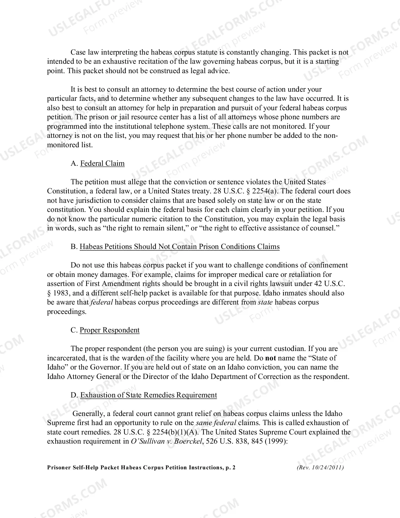 Preview Habeas Corpus Instructions
