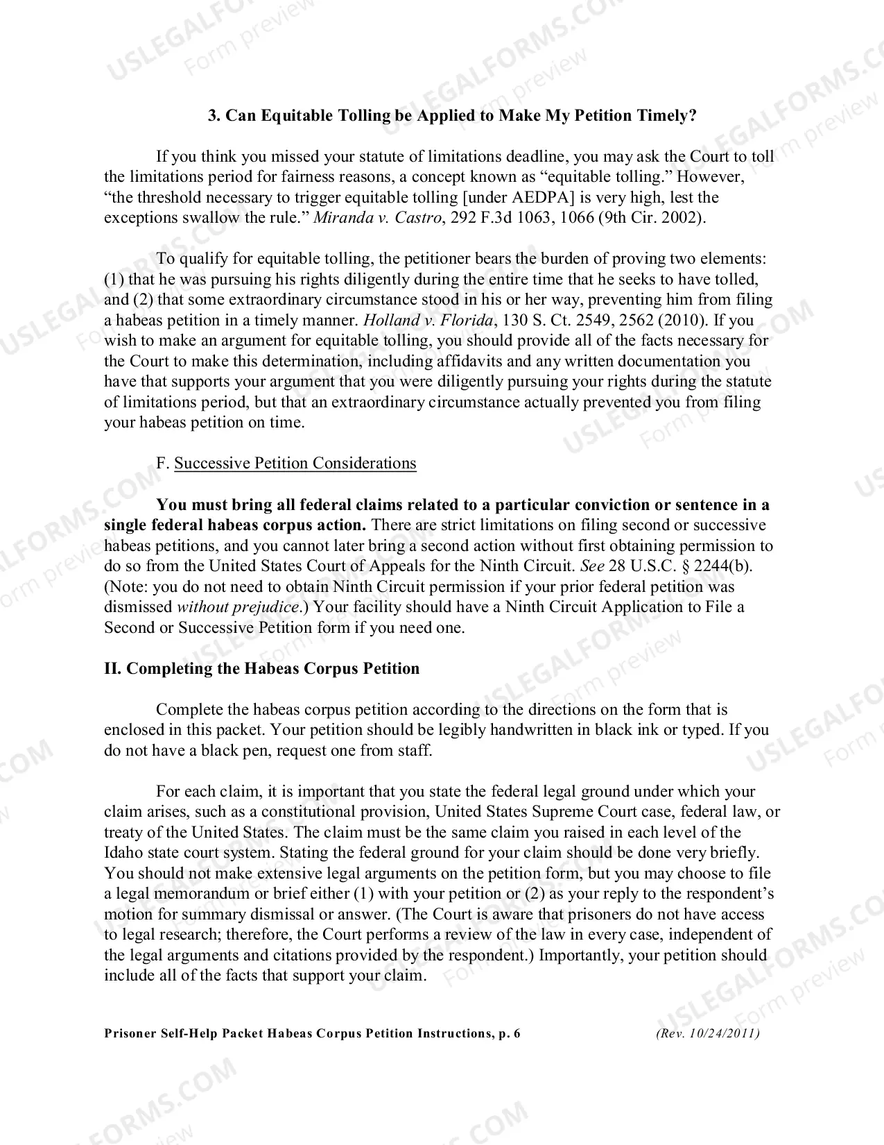 Preview Habeas Corpus Instructions