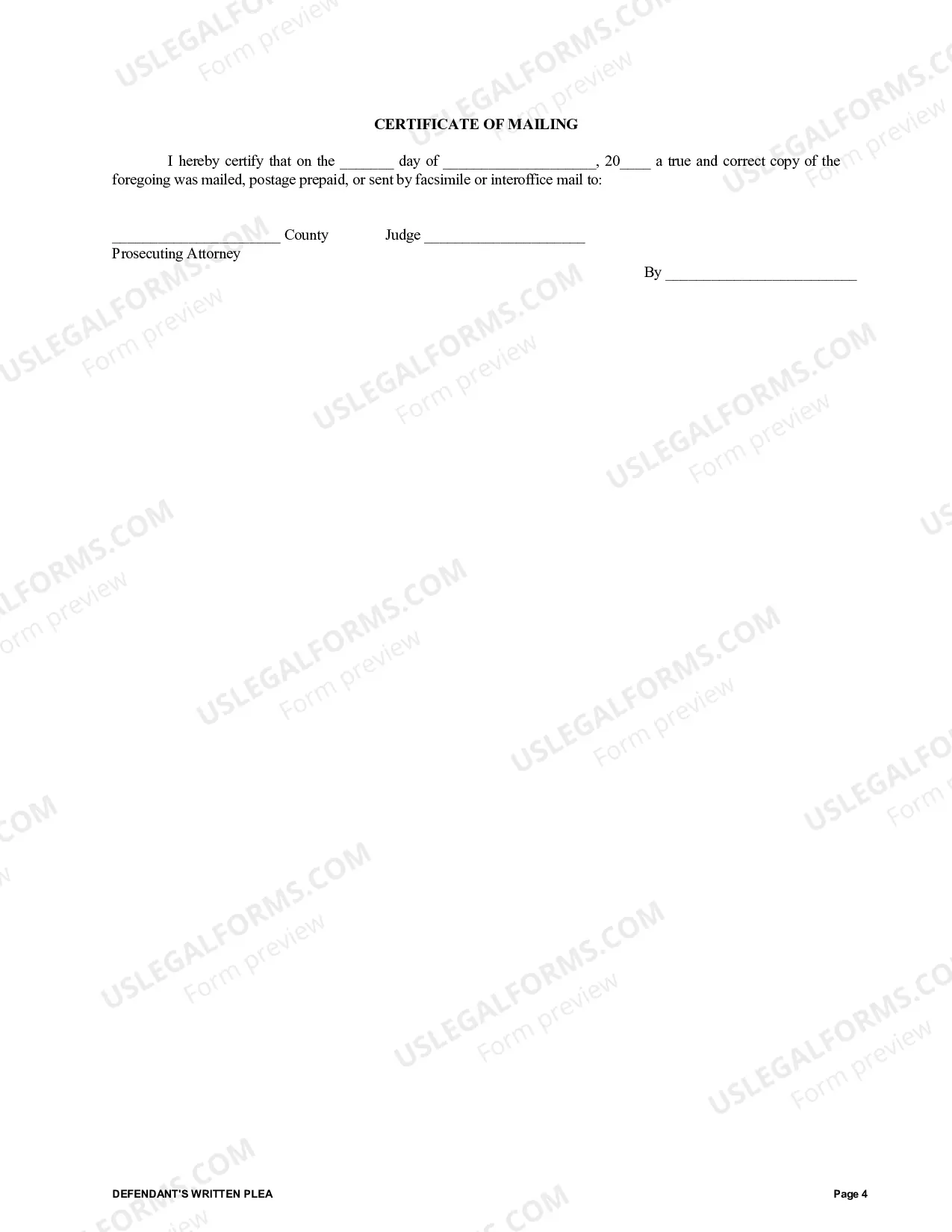 Preview Defendants Written Plea (Criminal)