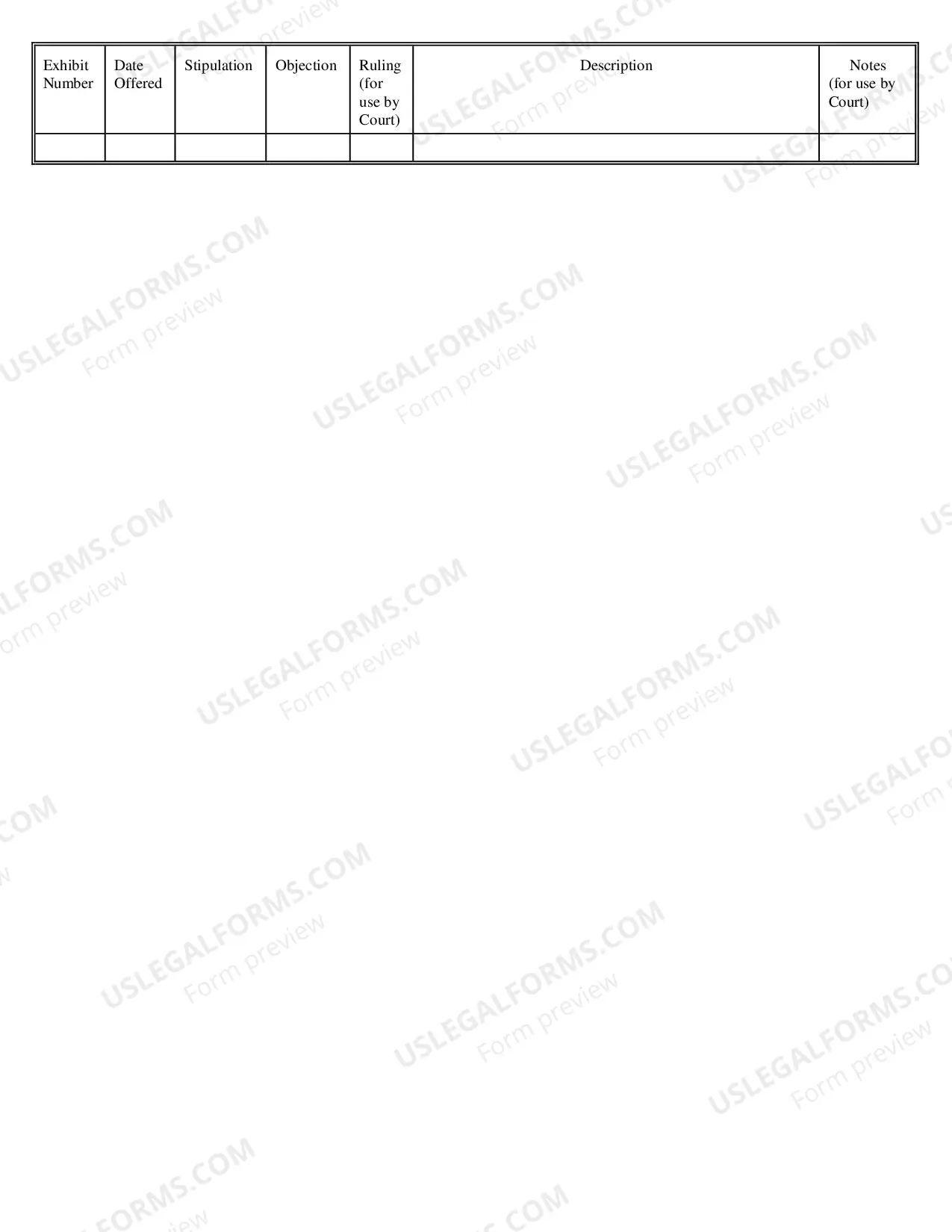 Preview List of Exhibits (Trial)
