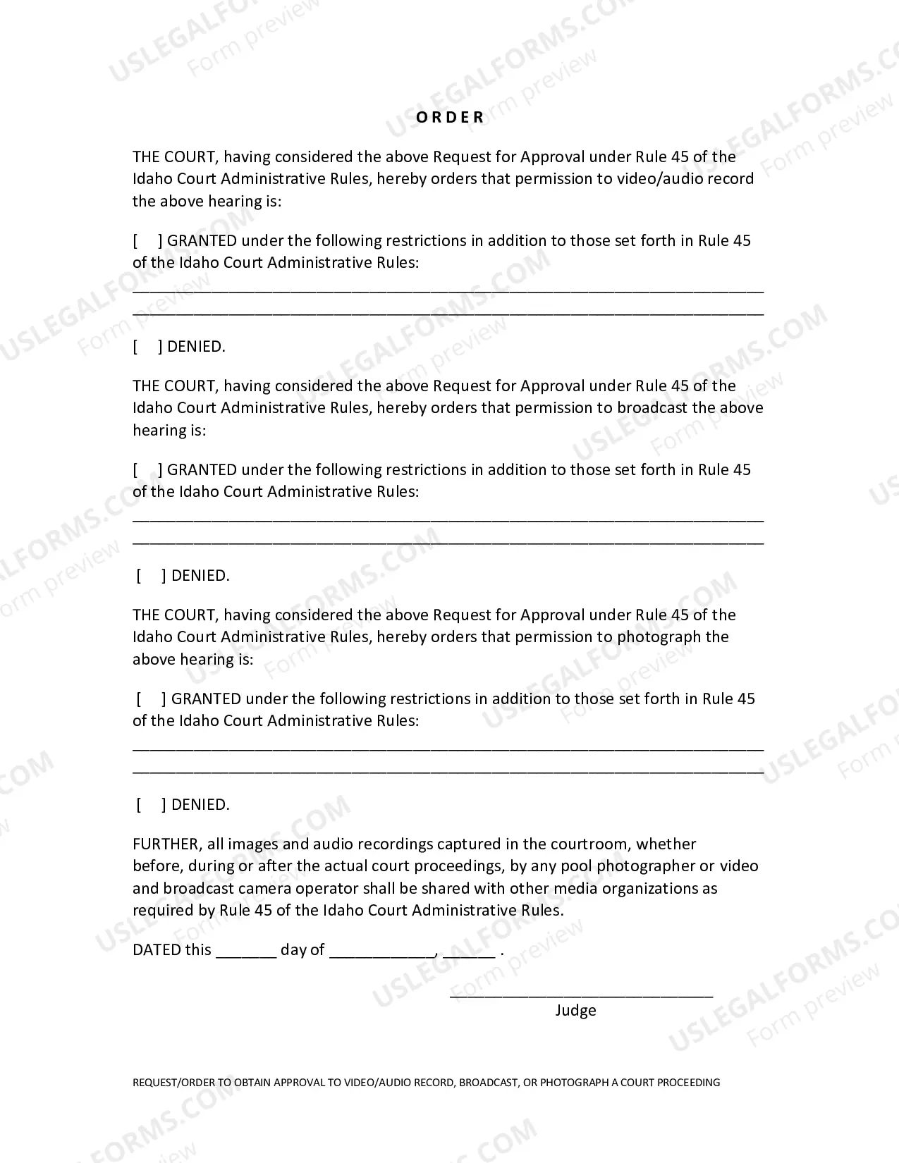 Preview Request For Cameras In Courtroom