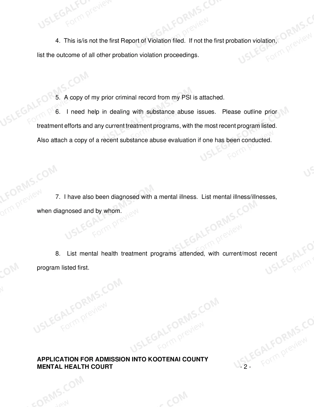 Preview Application for Mental Health Court