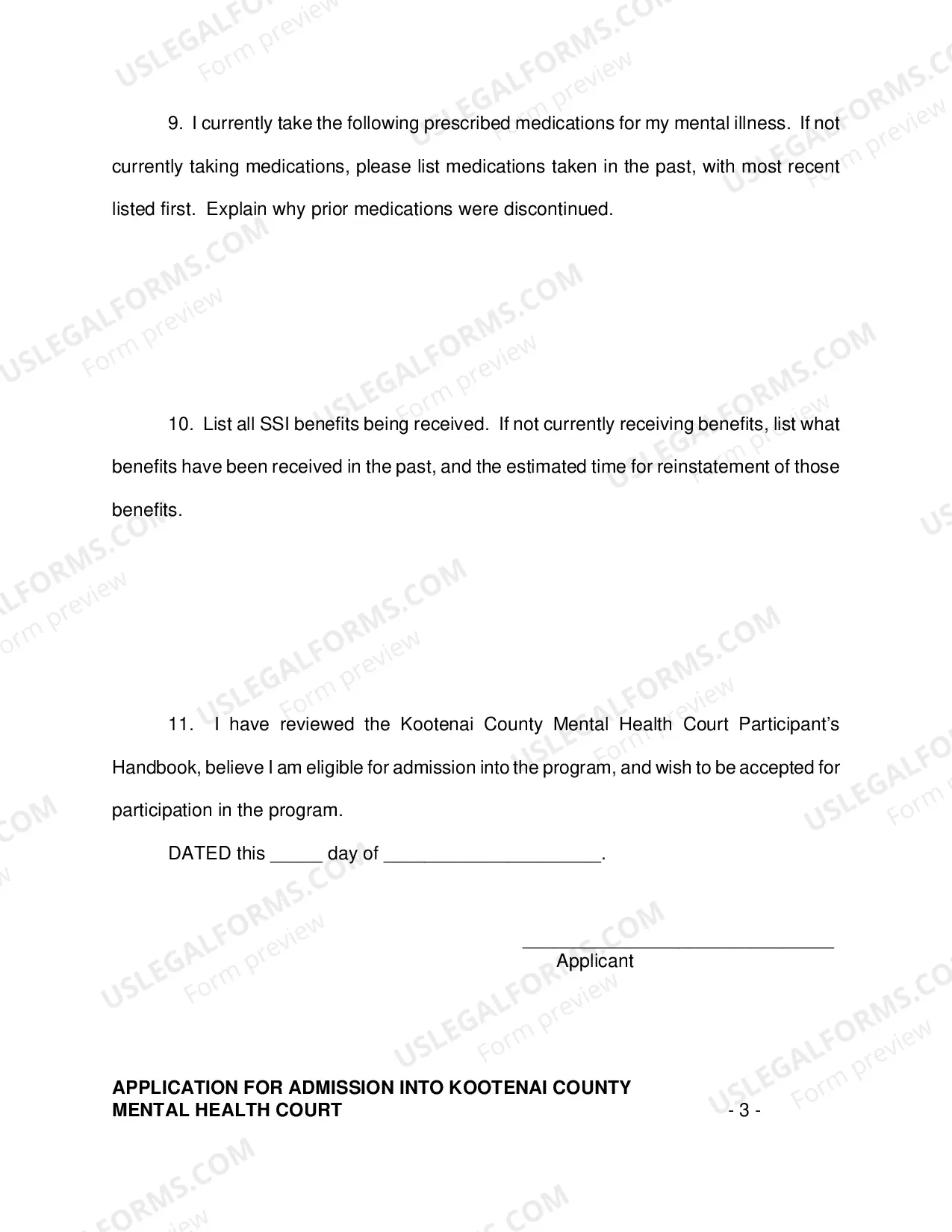 Preview Application for Mental Health Court