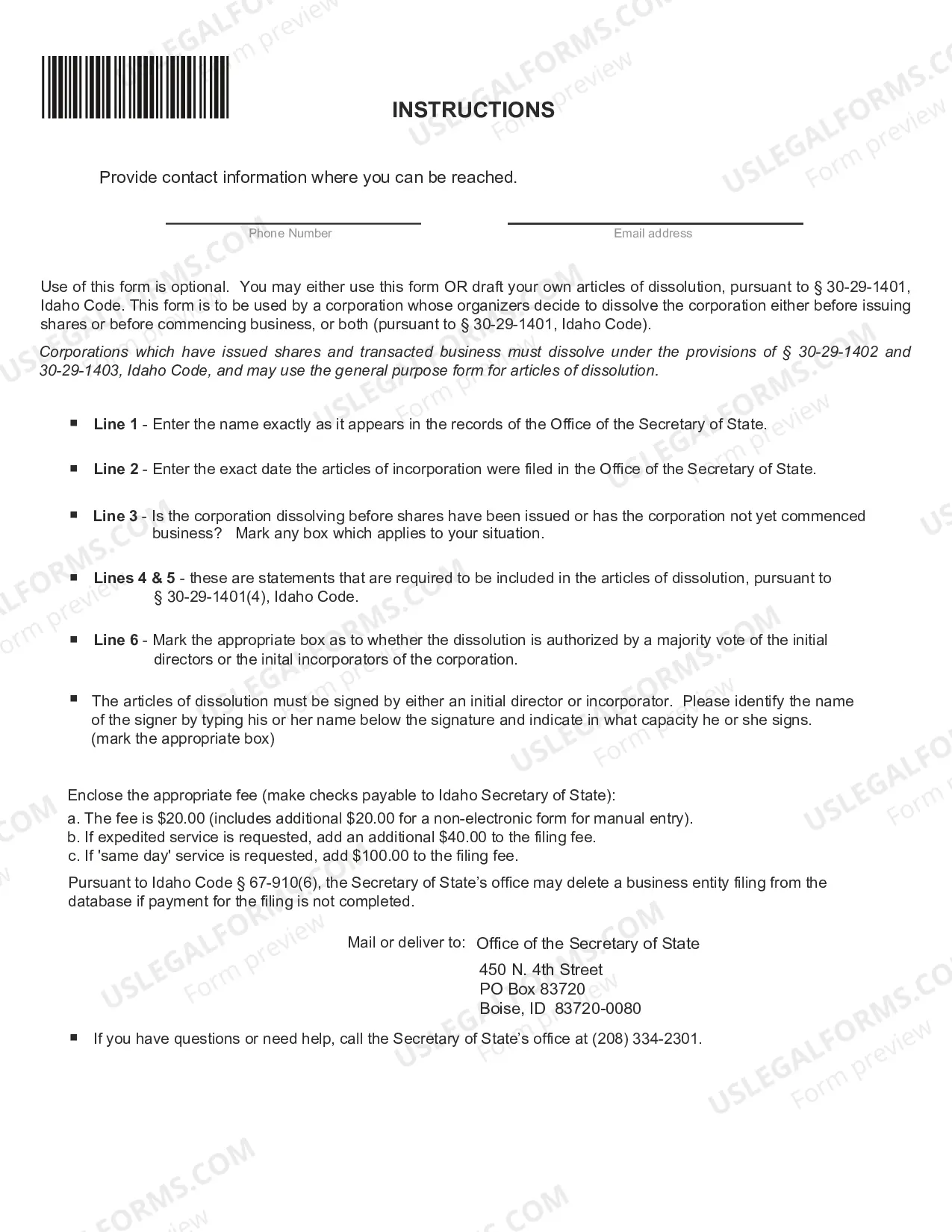 Preview Articles of Dissolution (Prior To Issuing Shares Or Commencing Business) (General Business And Professional Corp)