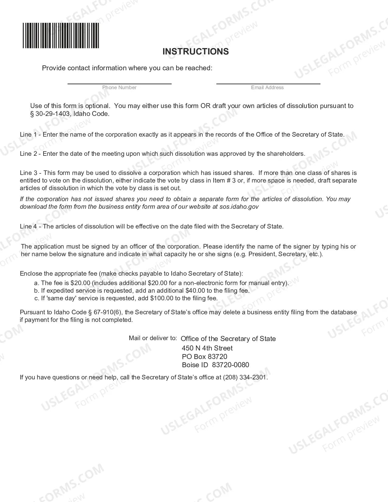 Preview Articles of Dissolution (General Business)