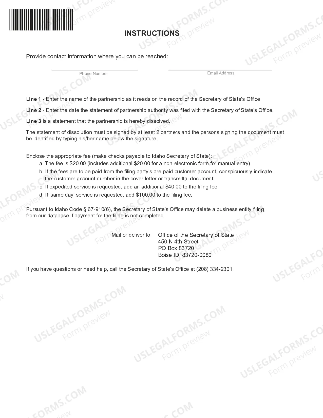 Preview Statement of Dissolution