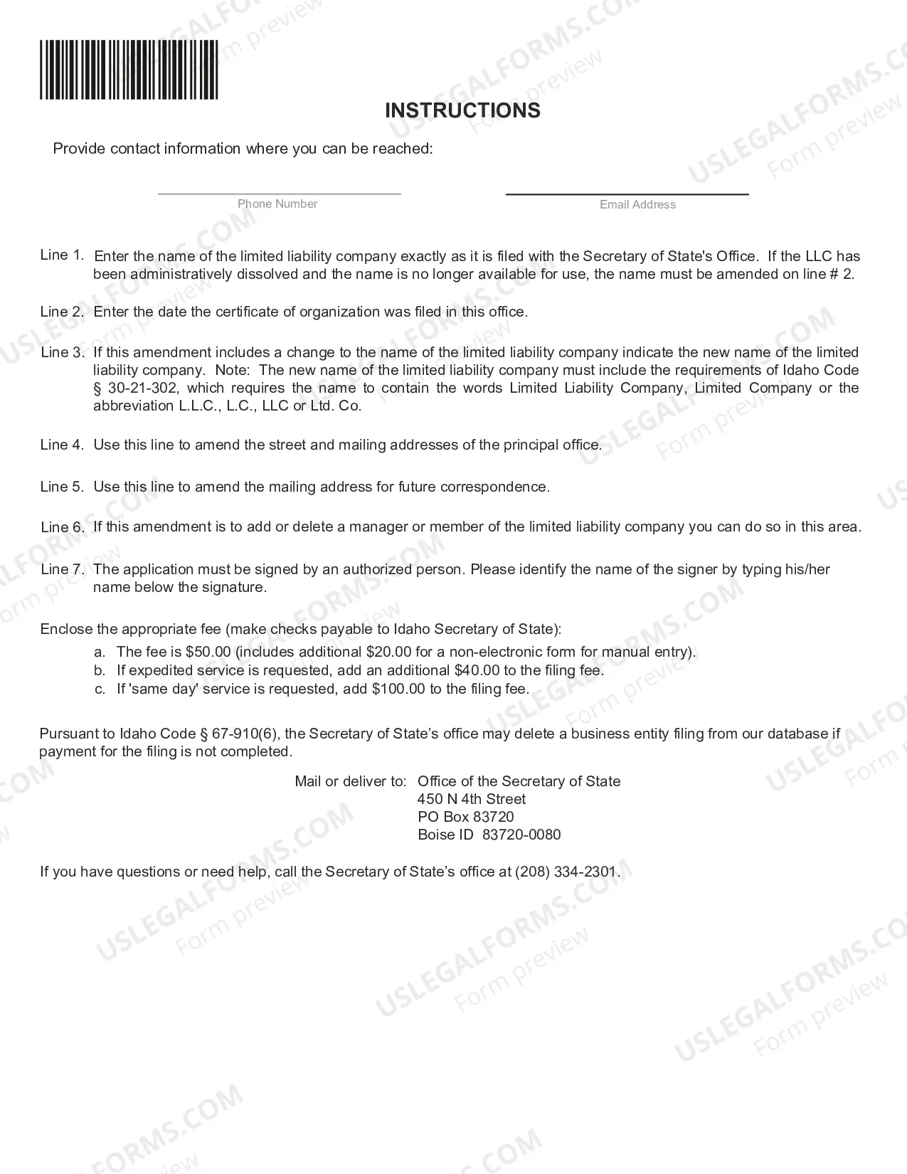 Preview Amendment To Certificate of Organization