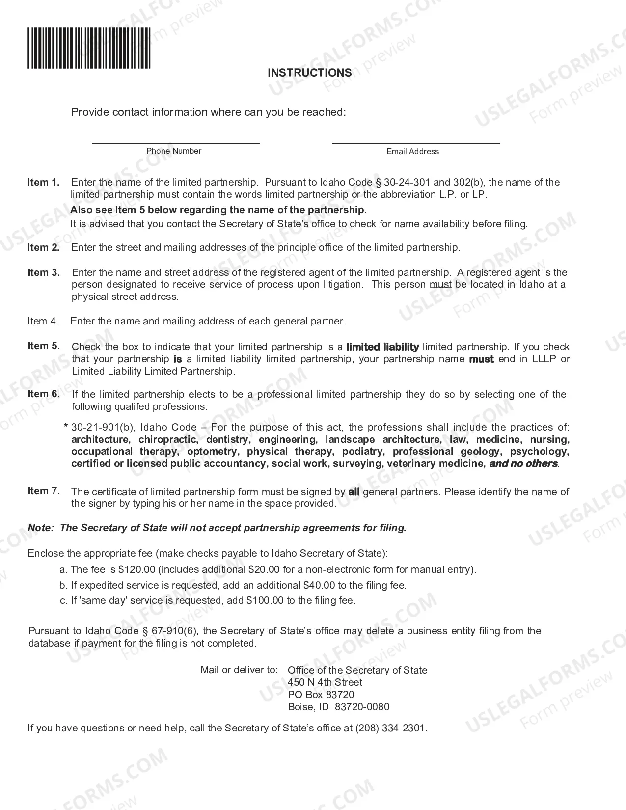 Preview Certificate of Limited Partnership