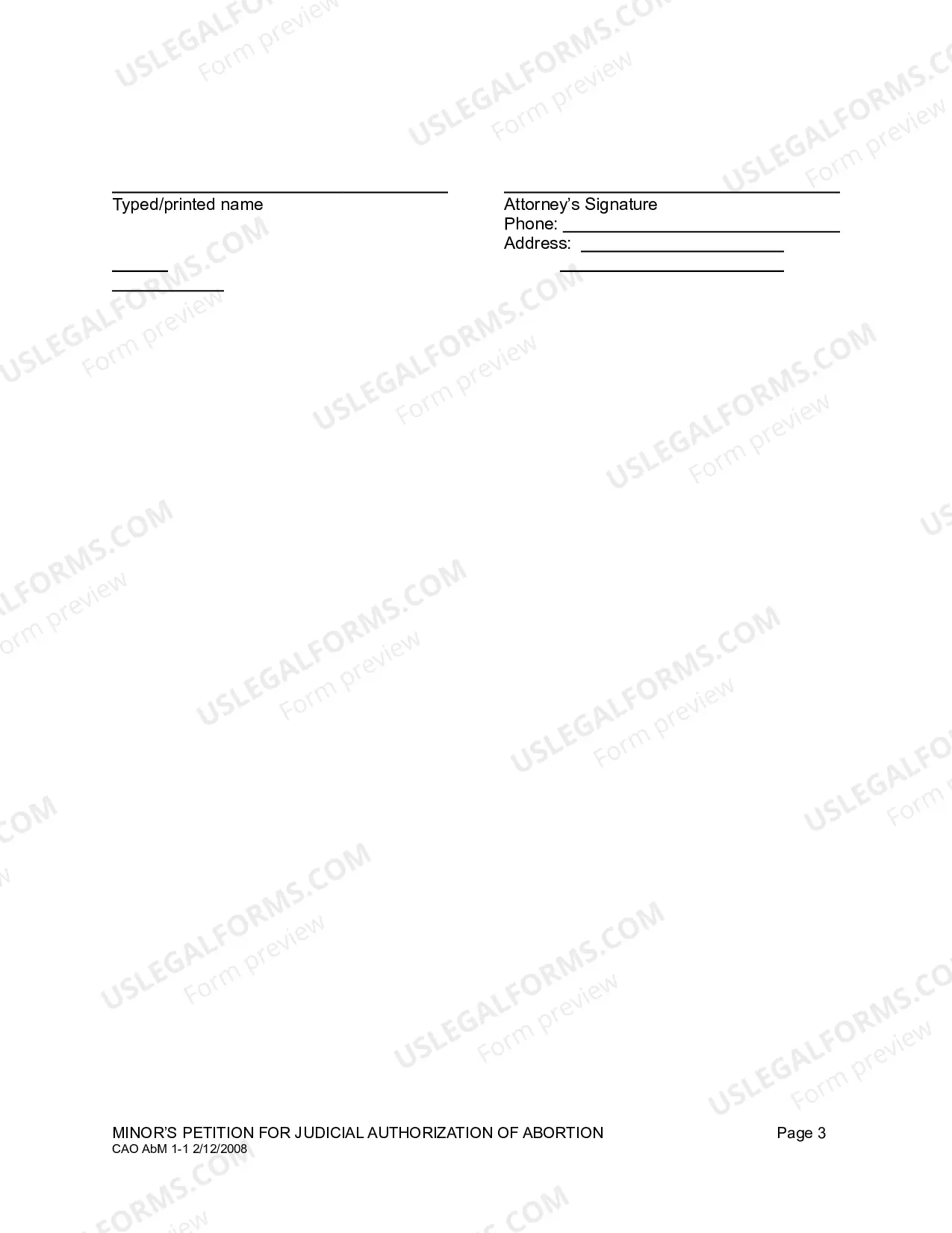 Preview Minor's Petition for Judicial Authorization for Abortion