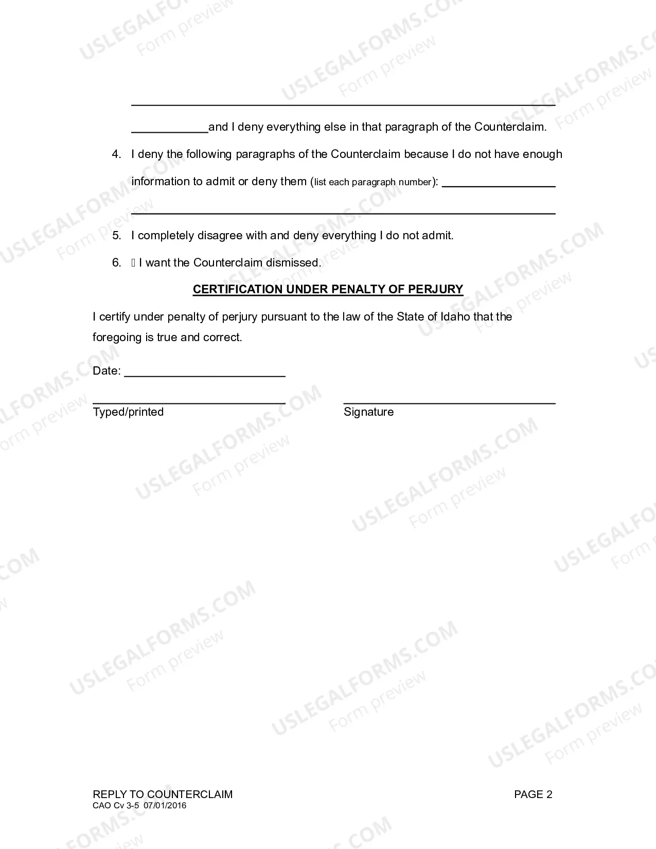 Preview Reply to Counterclaim
