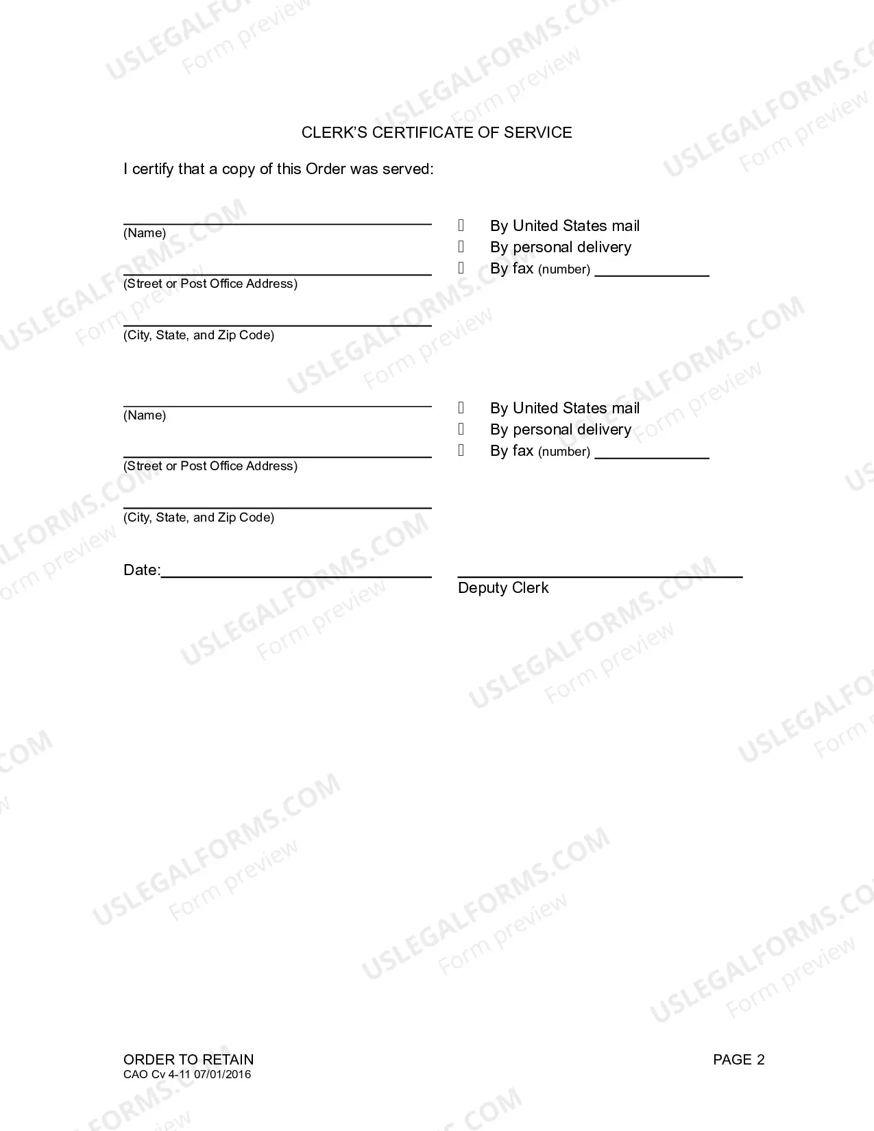 Preview Order on Motion to Retain