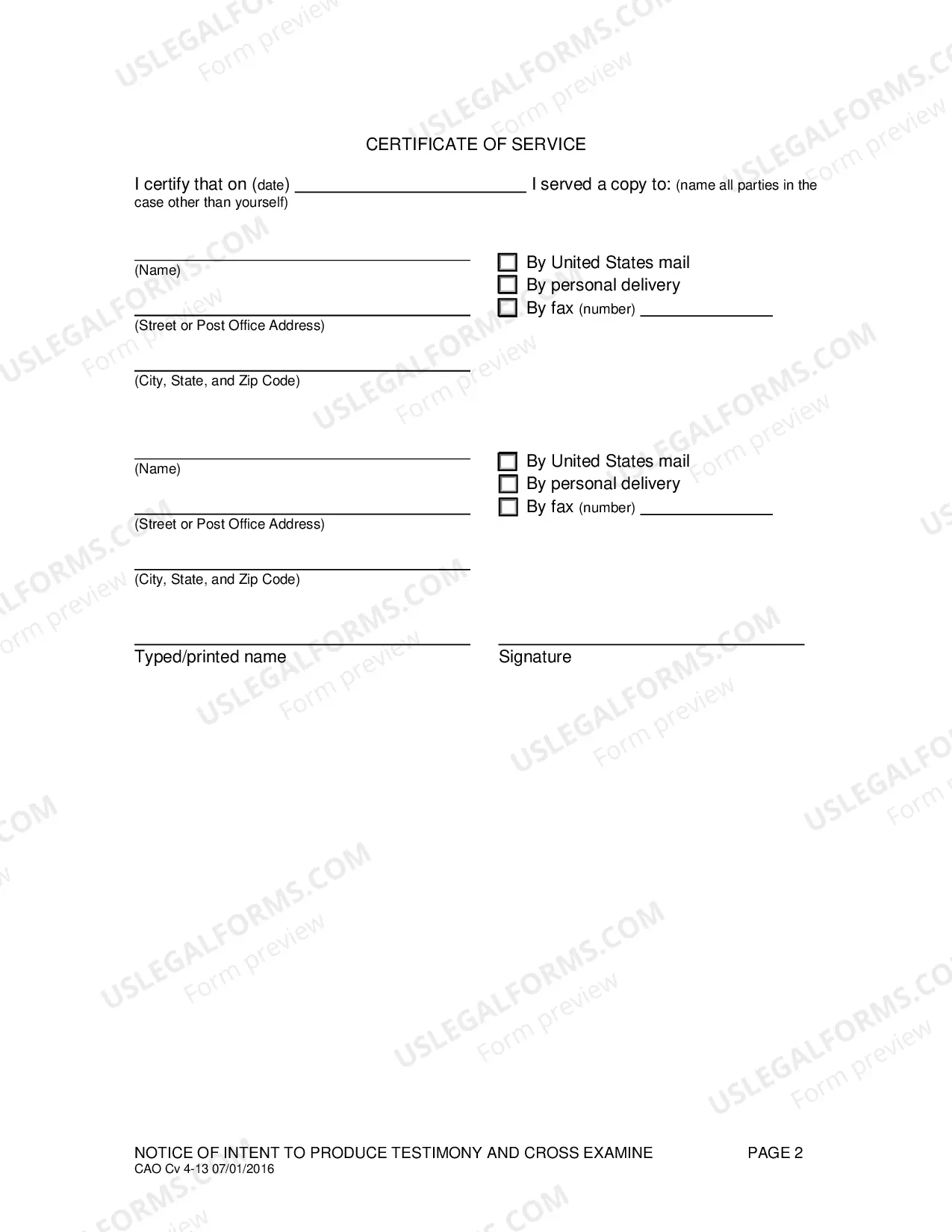 Preview Notice of Intent to Produce Testimony and Cross Examine Witnesses