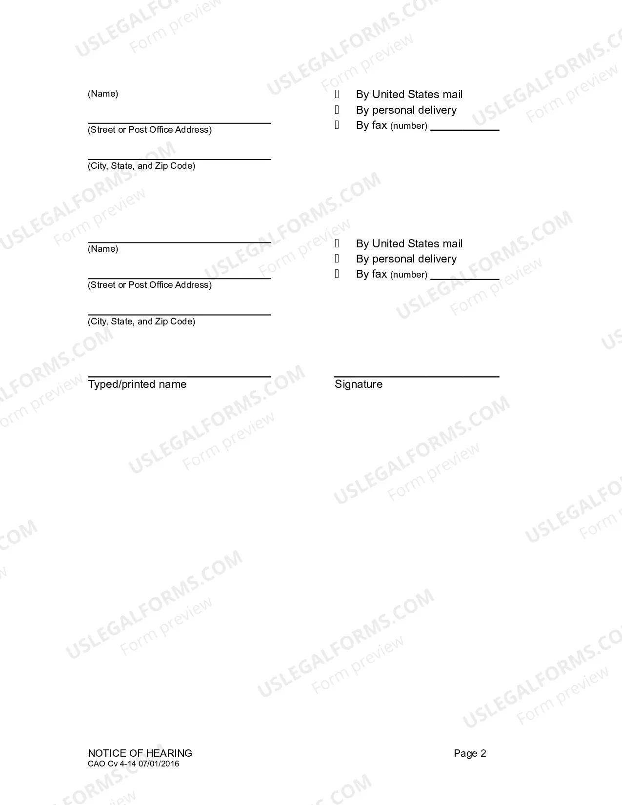 Preview Notice of Hearing