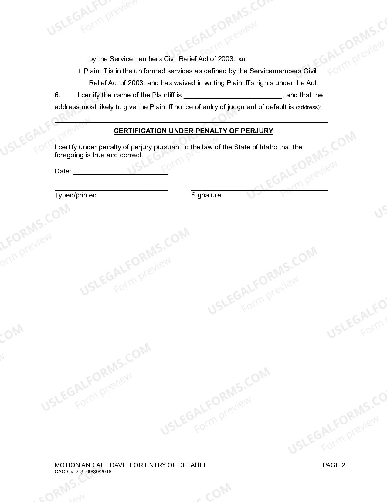 Preview Motion and Affidavit for Entry of Default on Counterclaim