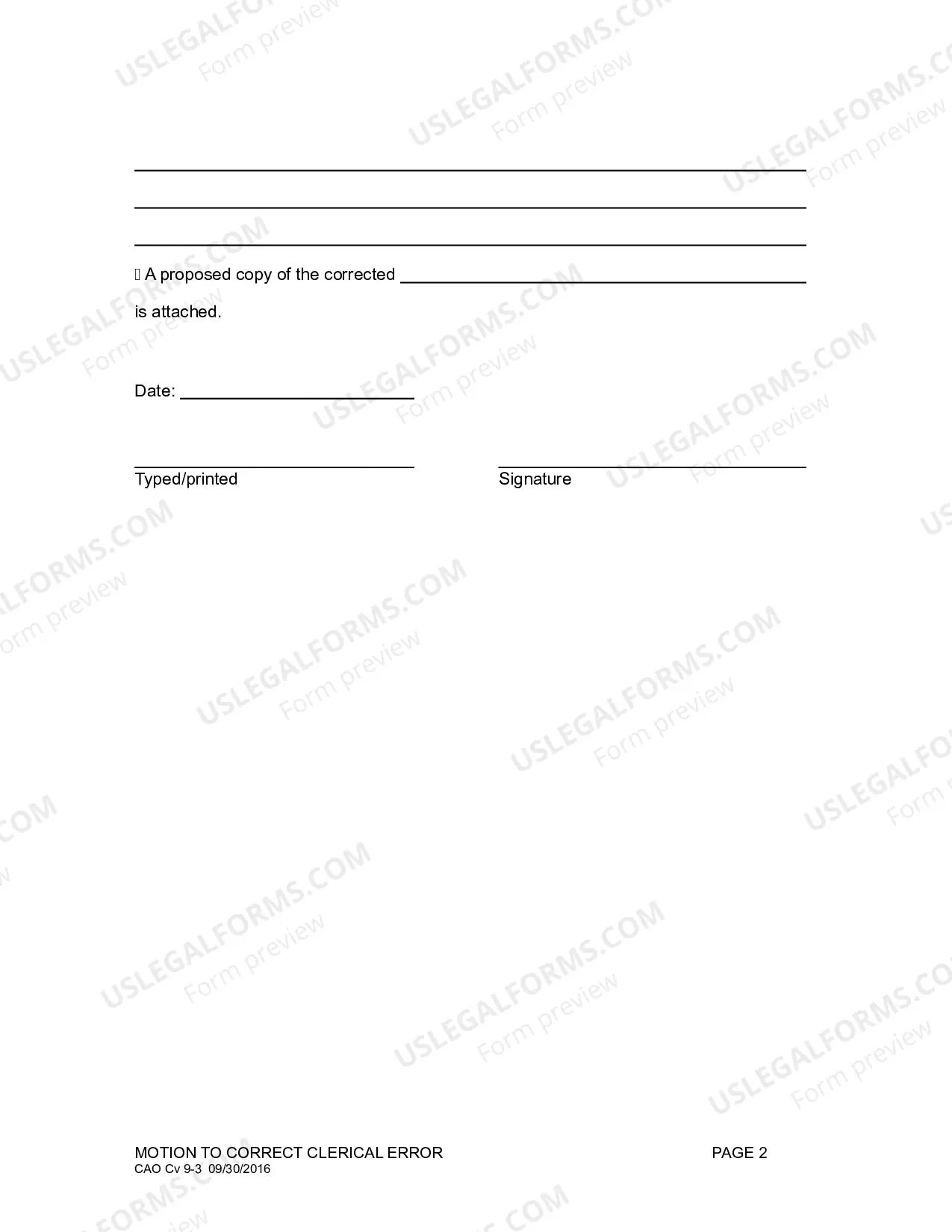 Preview Motion to Correct Clerical Error