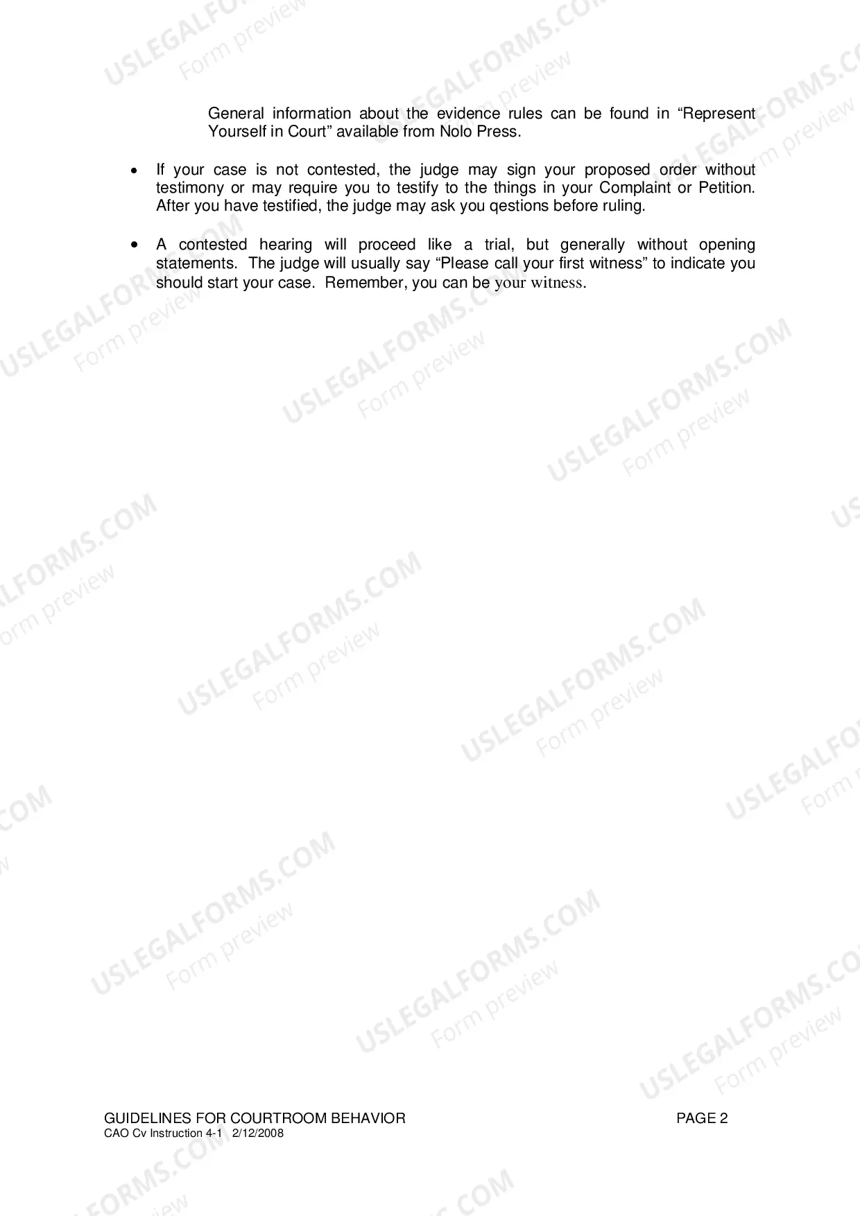 Preview Guidelines for Courtroom Behavior