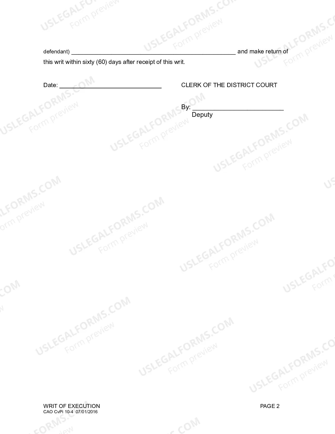 Preview Writ of Ex