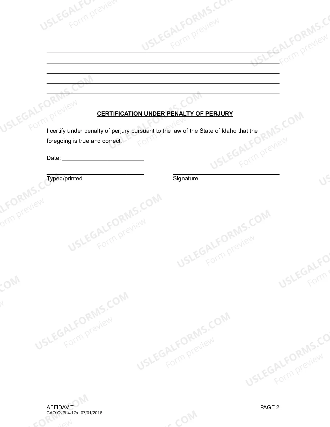 Preview Affidavit Long