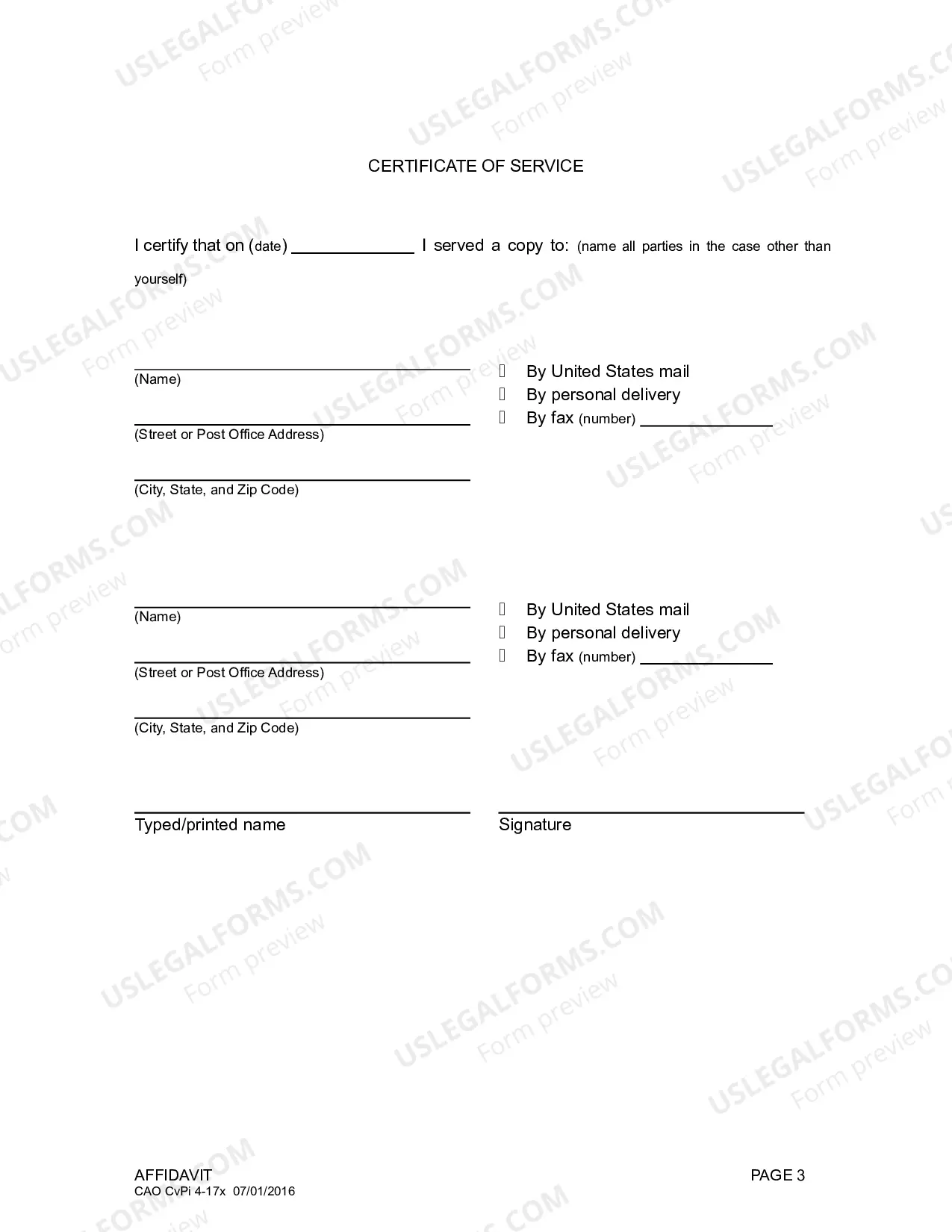 Preview Affidavit Long