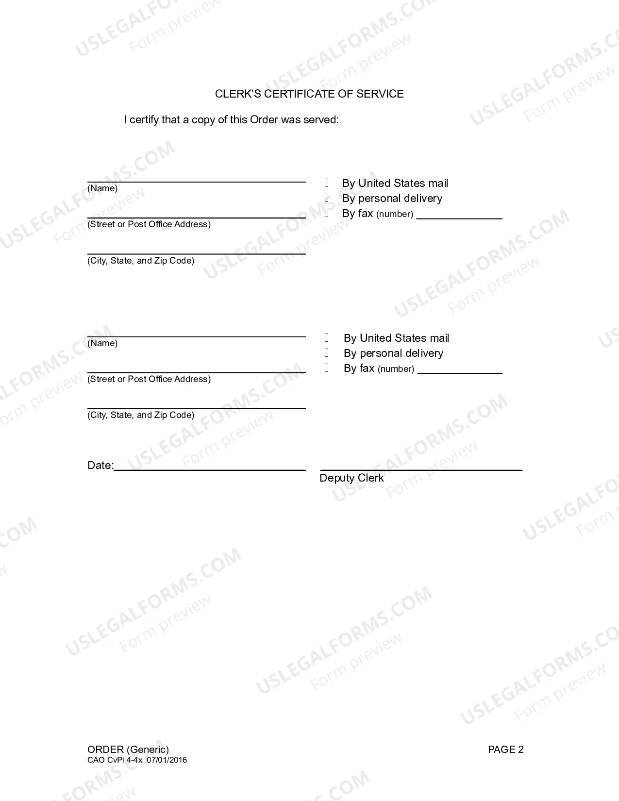 Preview Generic Order