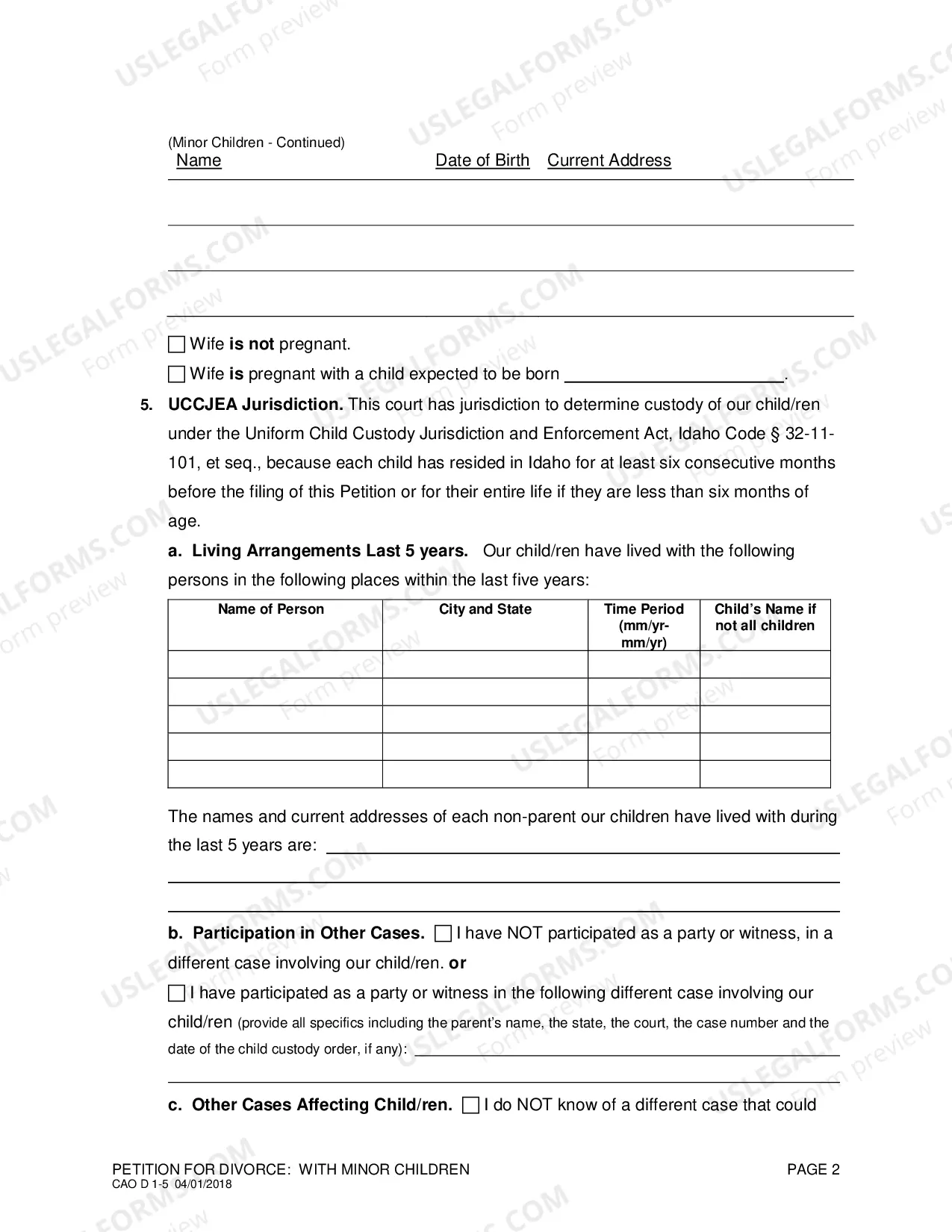 Preview Complaint for Divorce (With Children)