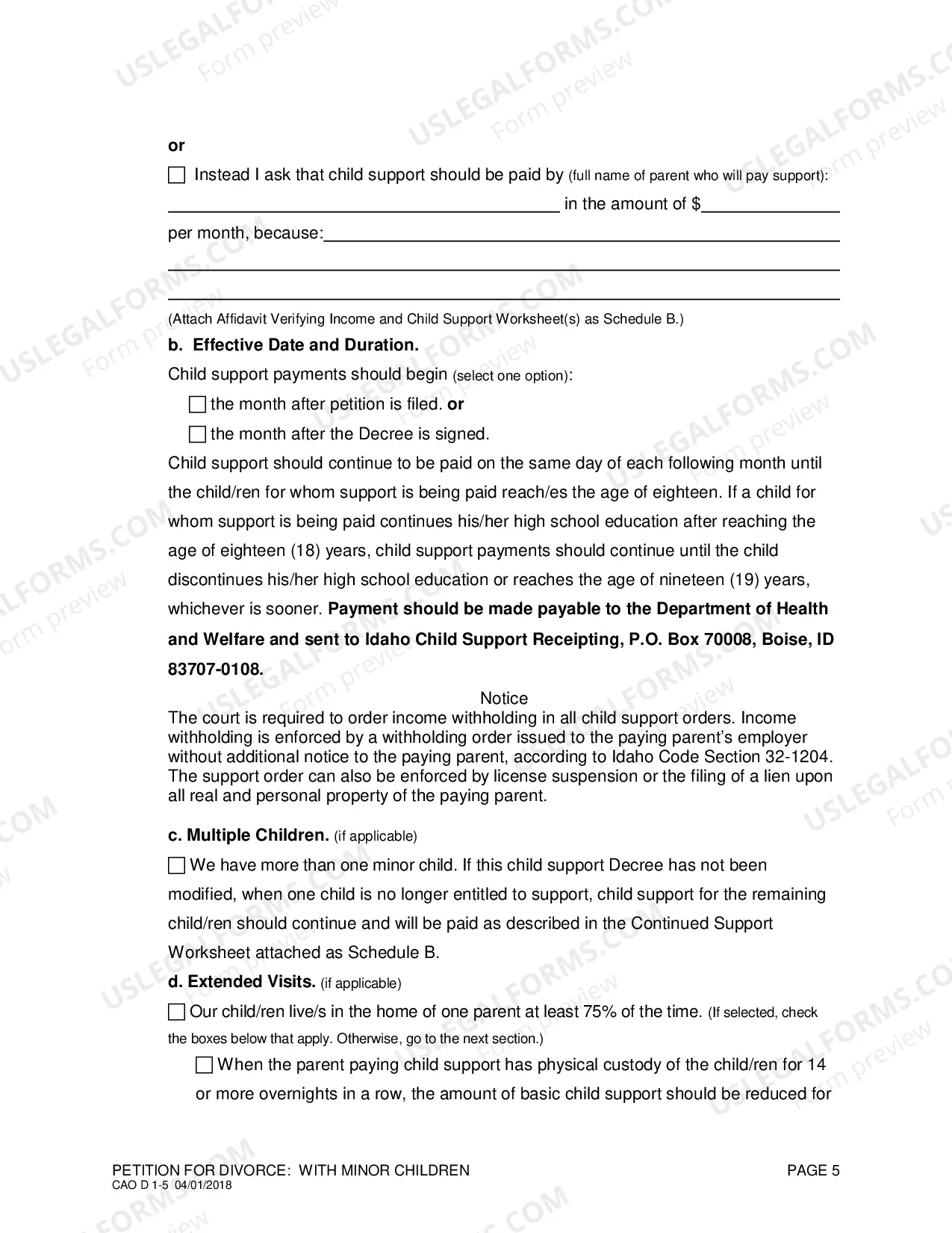 Preview Complaint for Divorce (With Children)