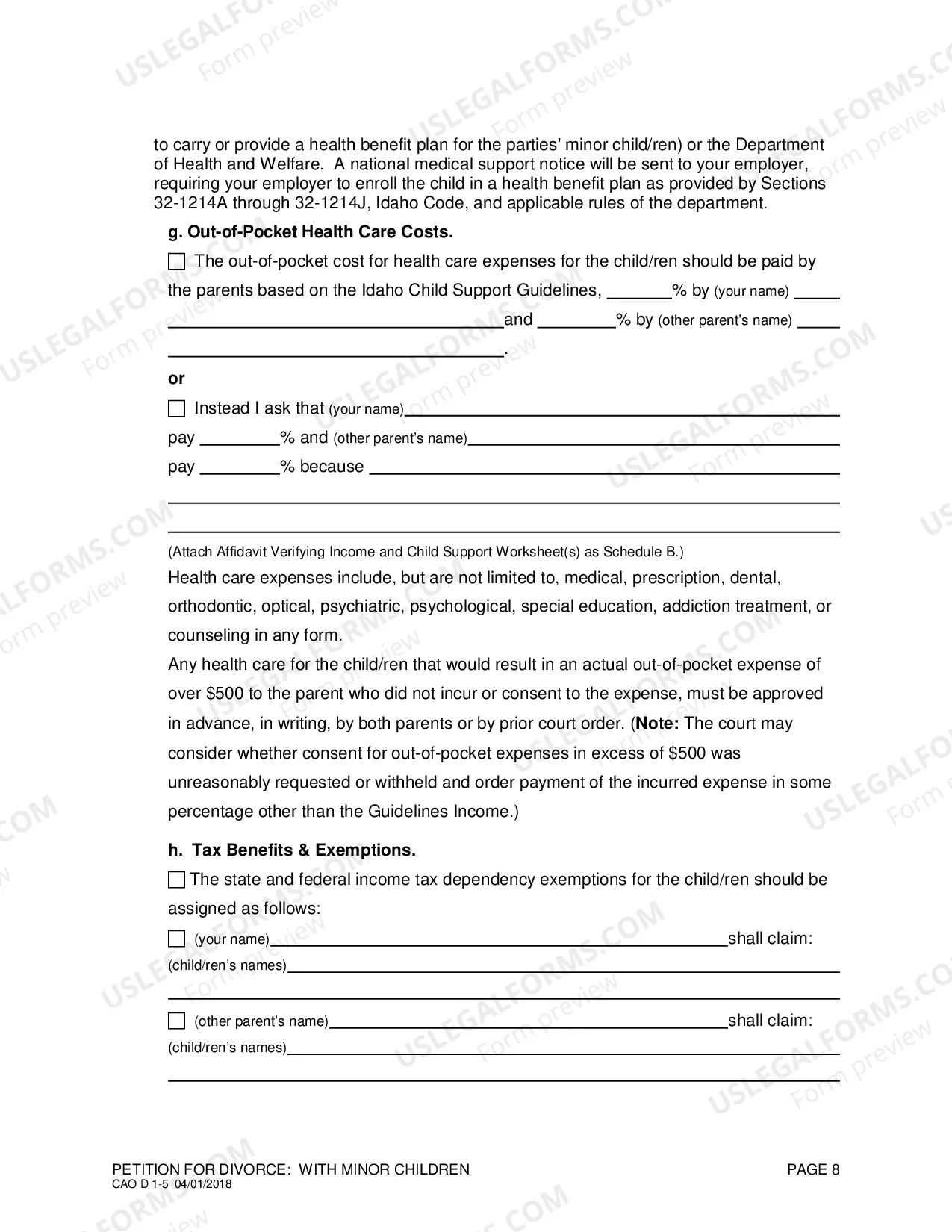 Preview Complaint for Divorce (With Children)