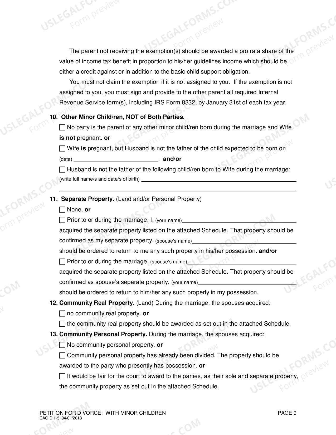 Preview Complaint for Divorce (With Children)