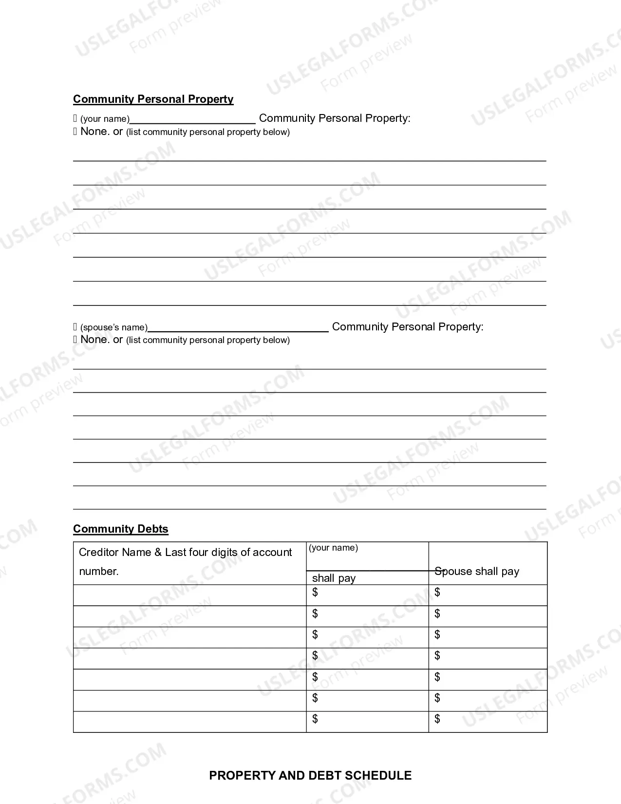 Preview Complaint for Divorce (No Children)