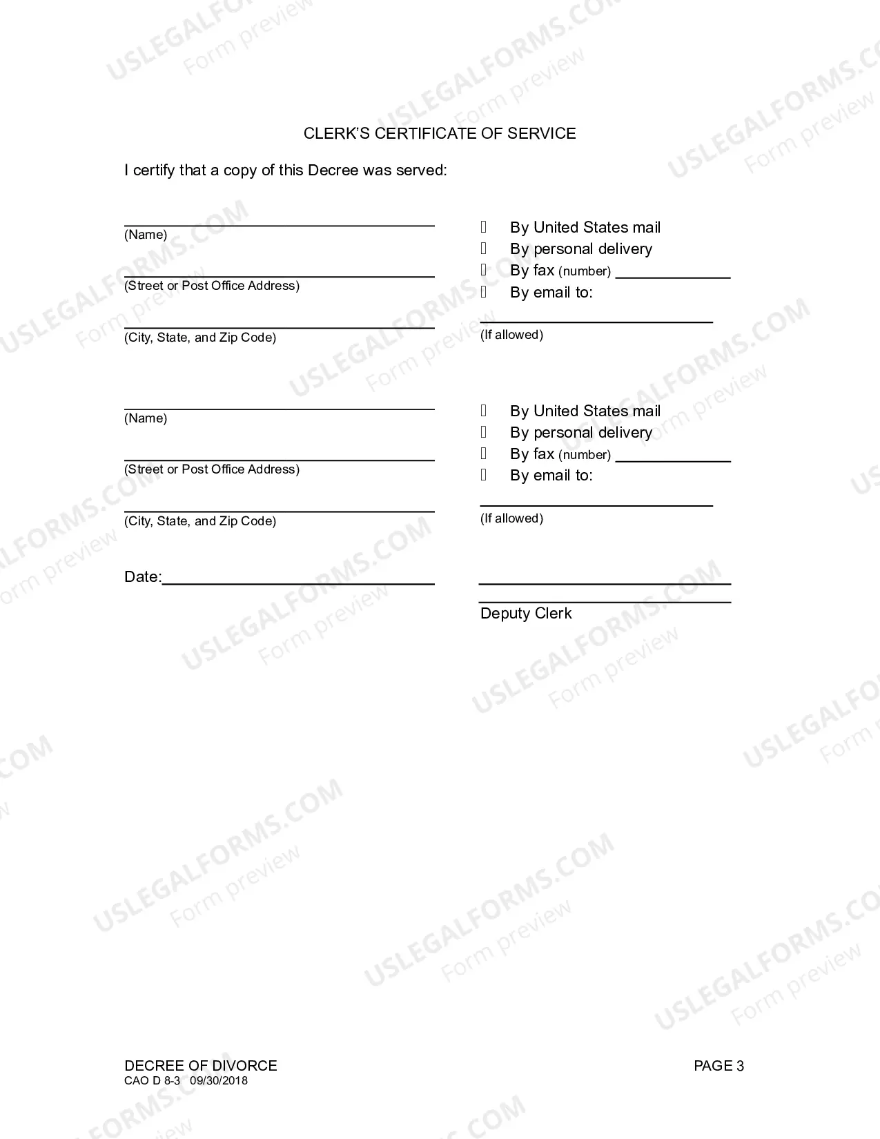 Preview Decree of Divorce (No Children)