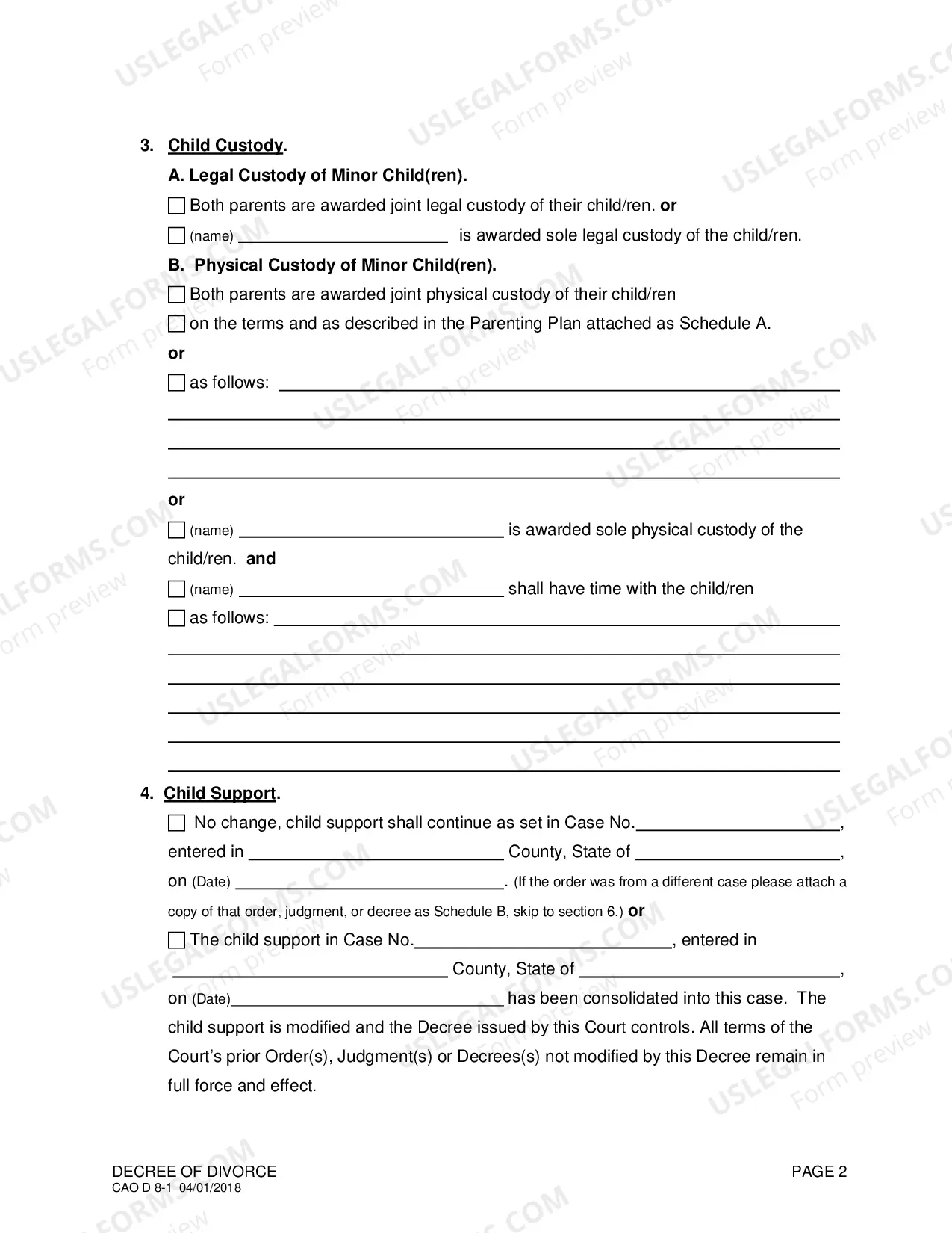 Preview Decree of Divorce (With Children)